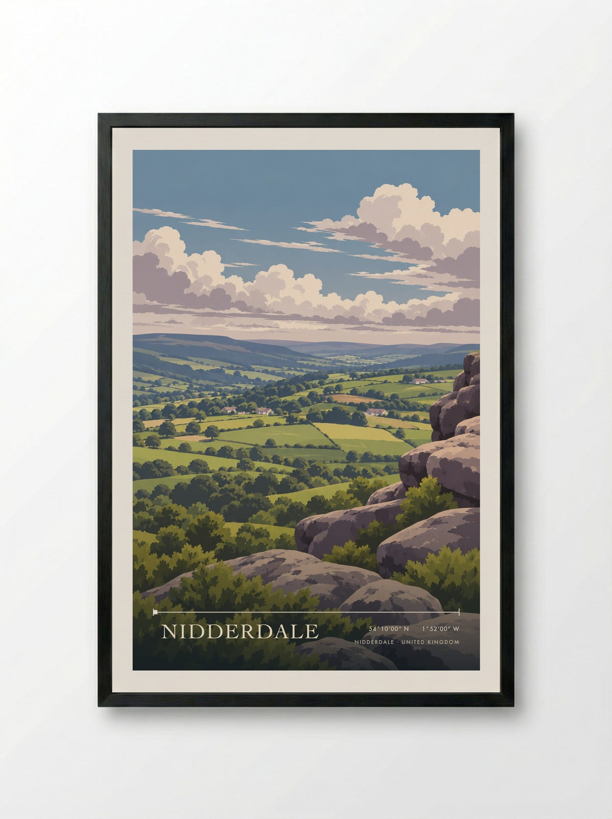Nidderdale | Travel Poster - Framed Print Black