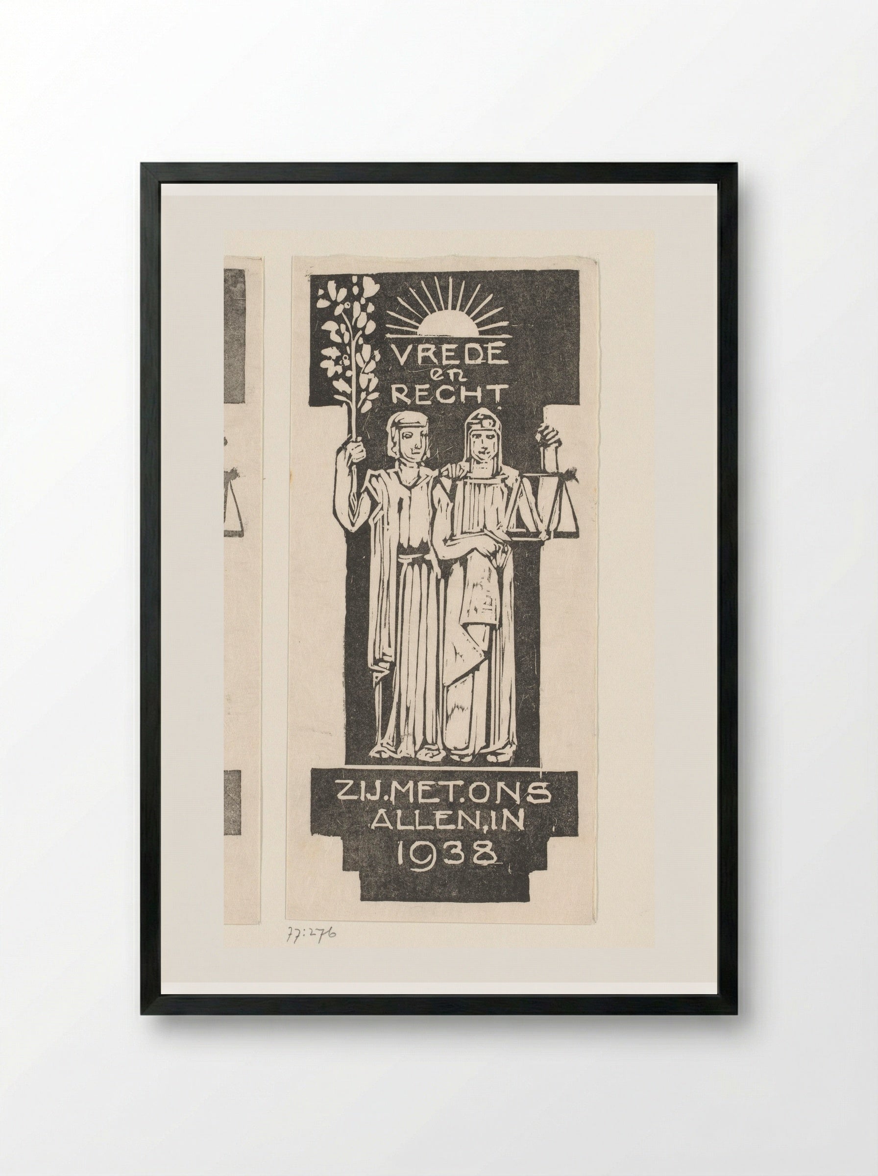 Nieuwjaarswens voor het jaar 1938 - Bernard Willem Wierink - Framed Print Black