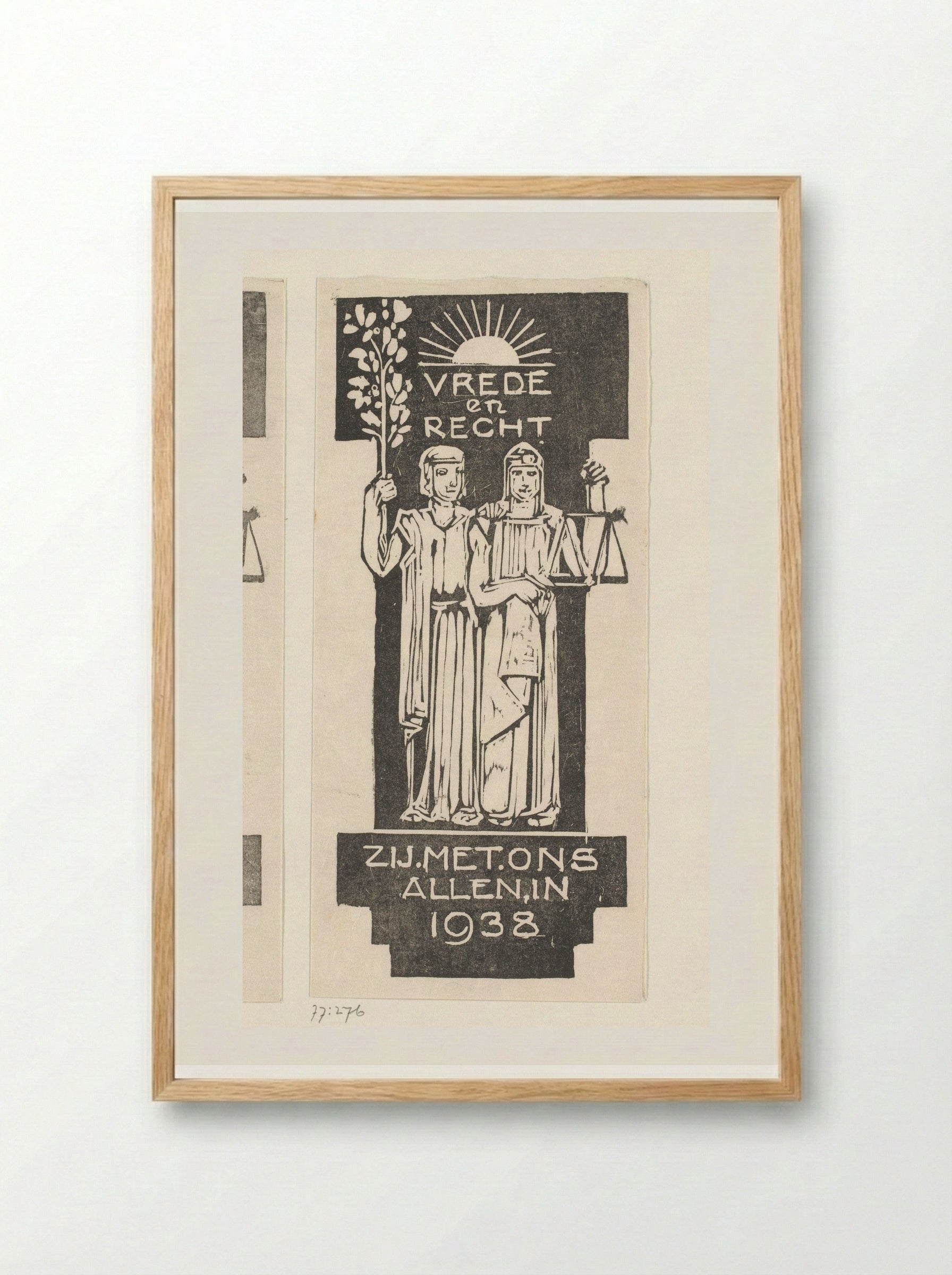 Nieuwjaarswens voor het jaar 1938 - Bernard Willem Wierink - Framed Print Wood