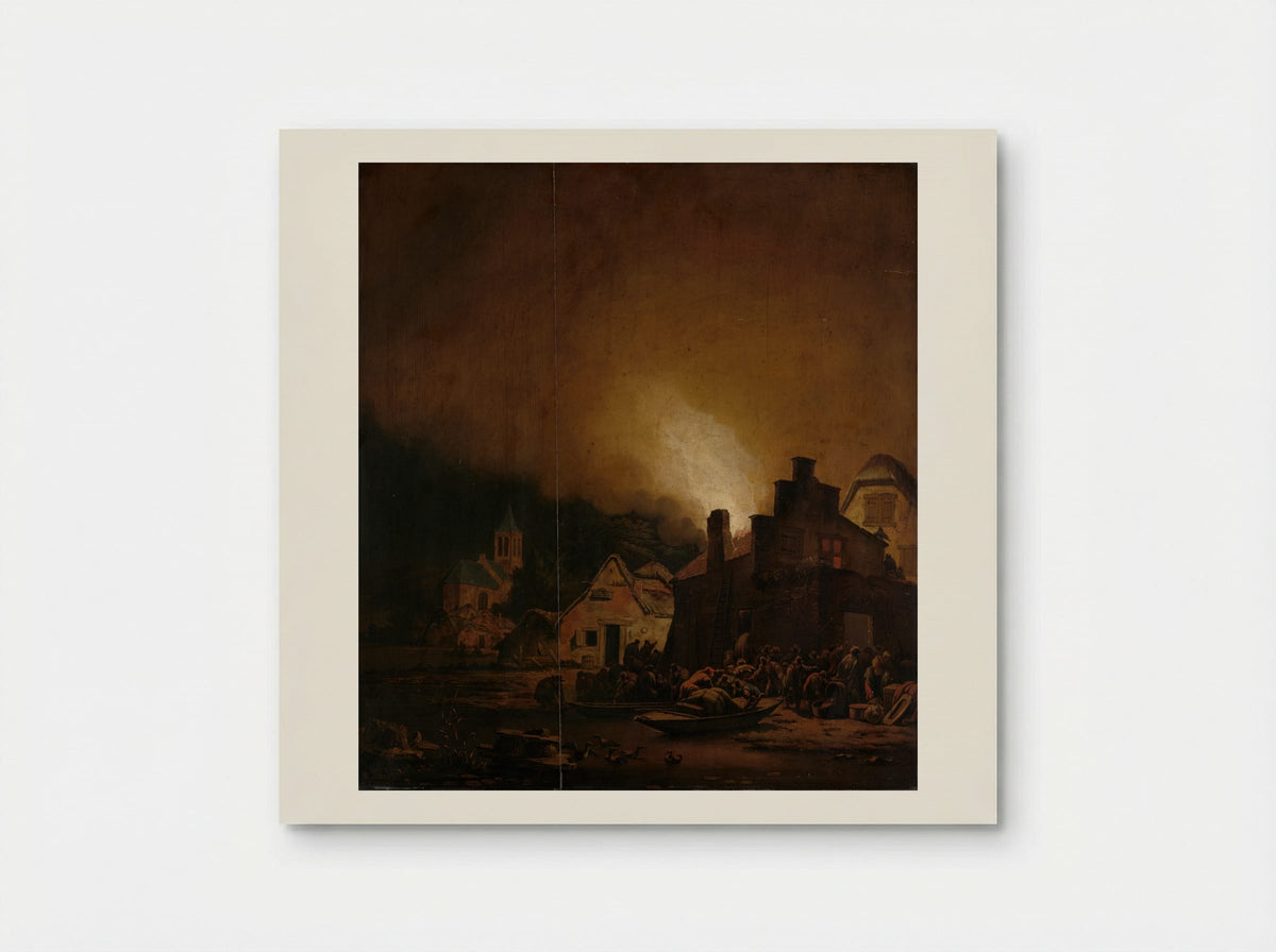 Night Fire in a Village - Adam Colonia - Poster