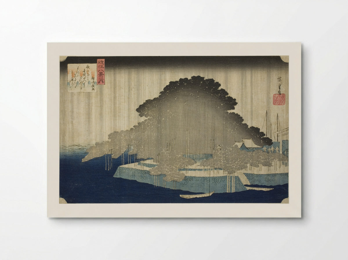 Night Rain at Karasaki - Utagawa Hiroshige - Poster