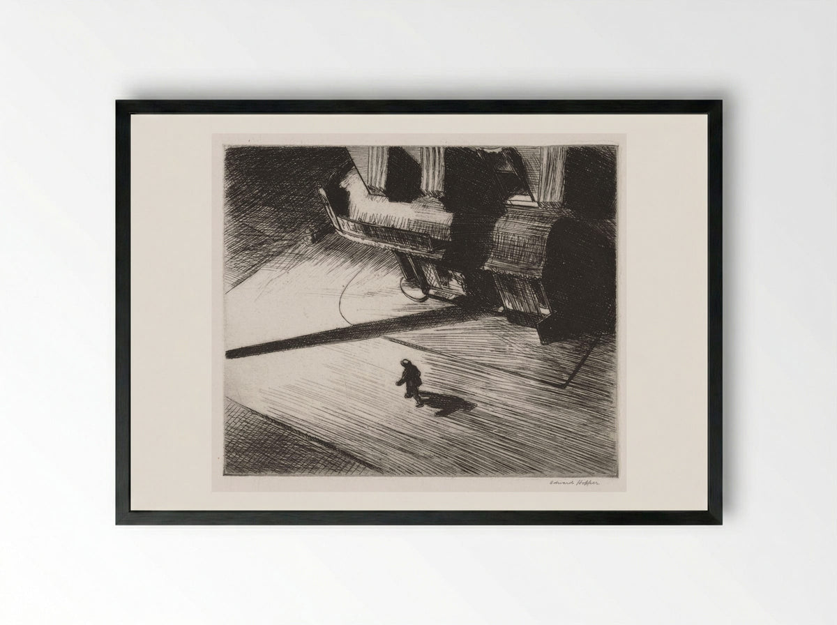 Night Shadows - Edward Hopper - Framed Print Black