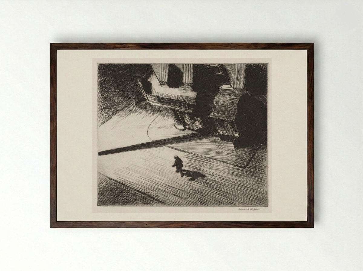 Night Shadows - Edward Hopper - Framed Print Dark Wood