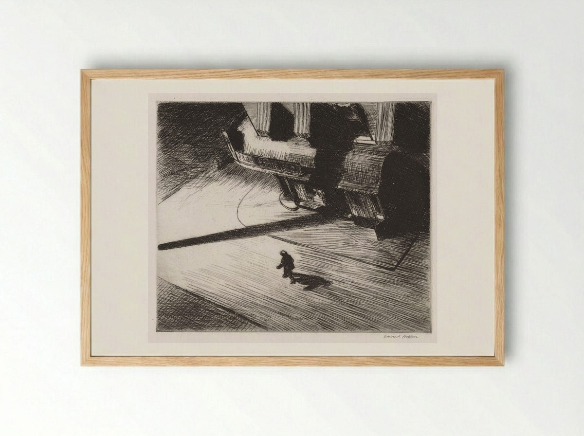 Night Shadows - Edward Hopper - Framed Print Wood