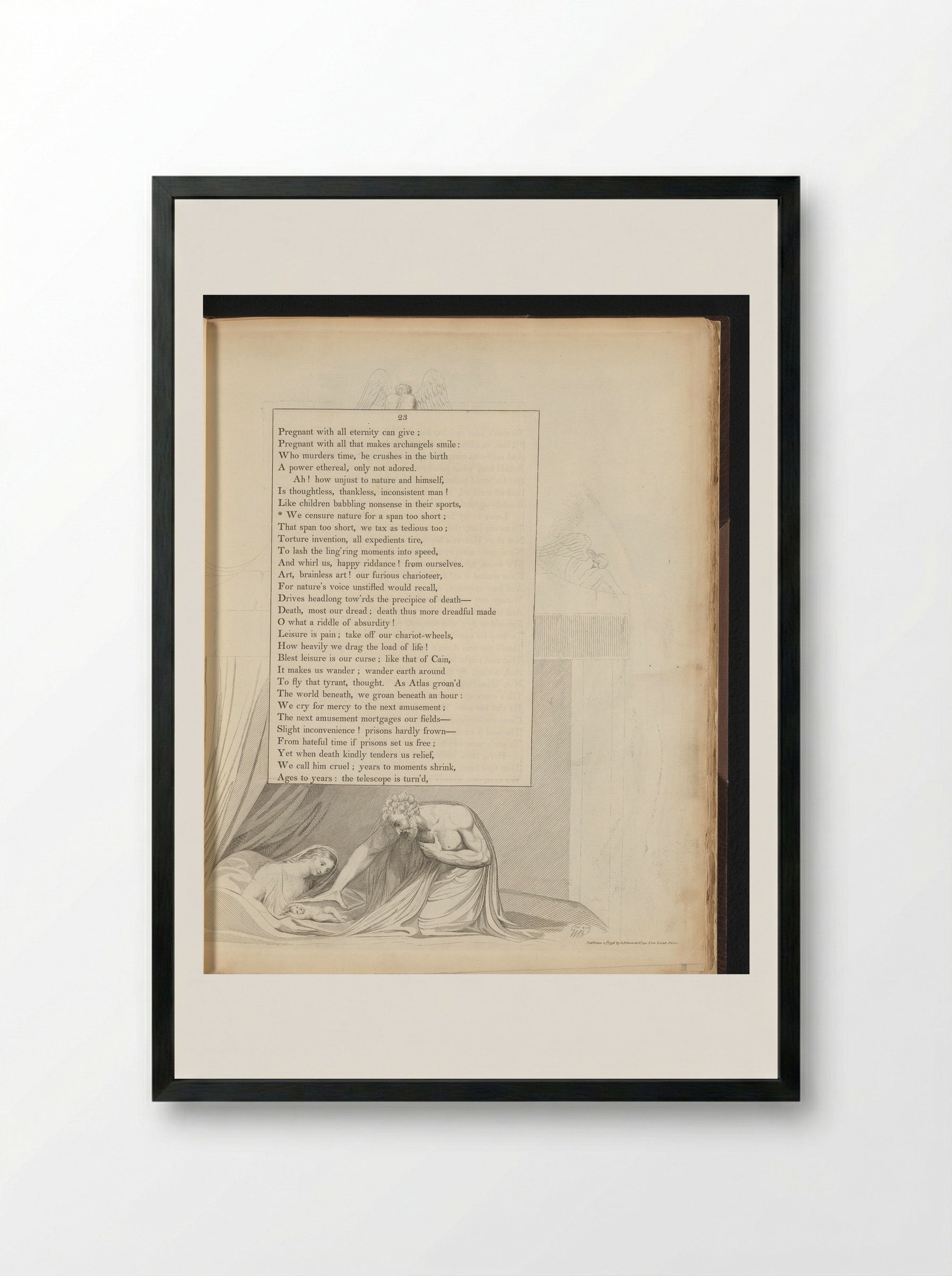 Night Thoughts, Page 23 - William Blake - Framed Print Black