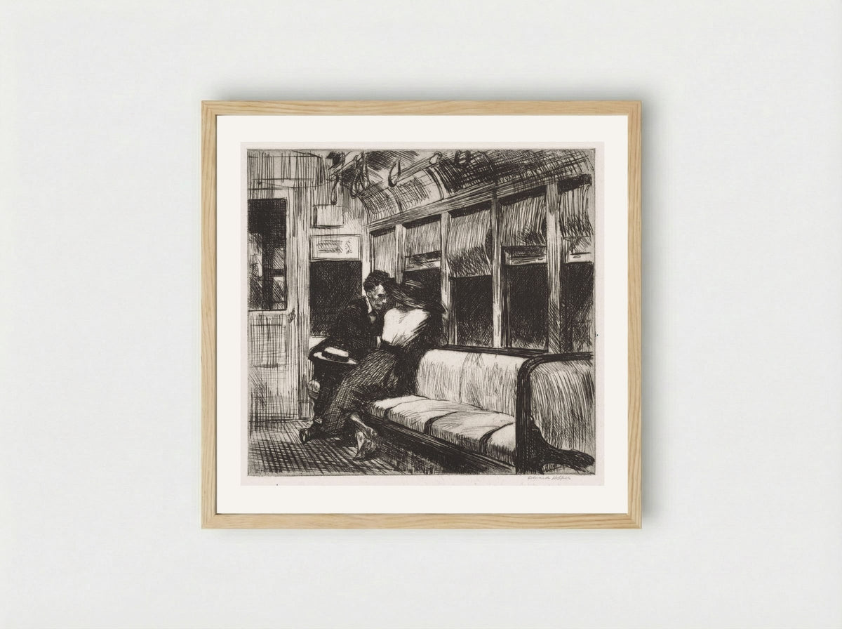 Night, the "L" Train - Edward Hopper - Framed Print Wood