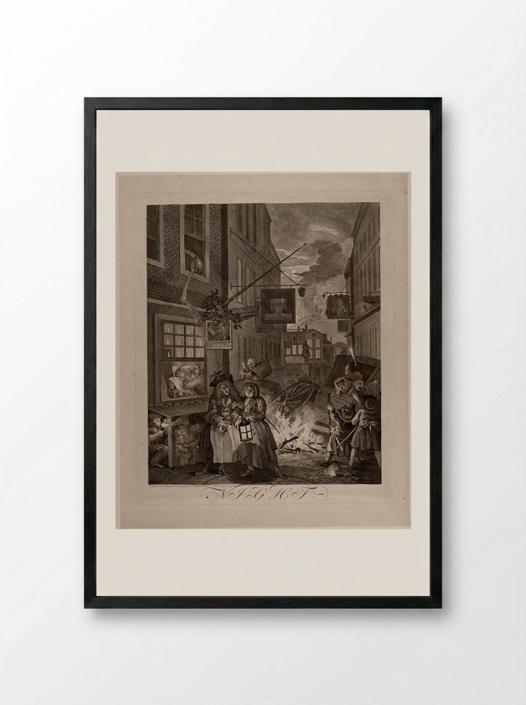 Night - William Hogarth - Framed Print Black