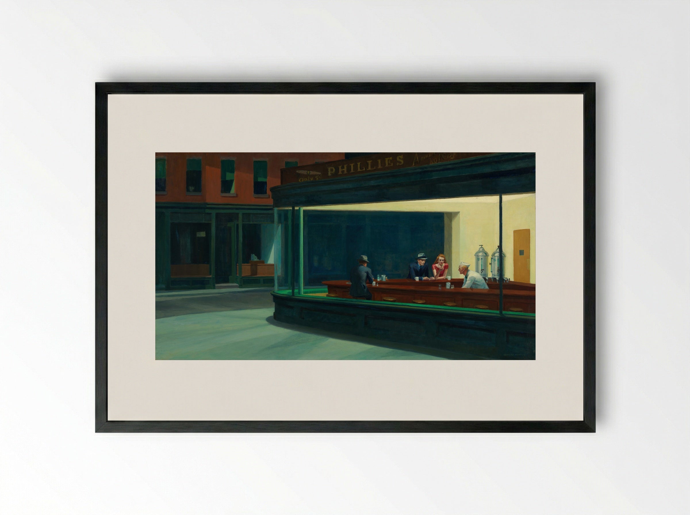 Nighthawks - Edward Hopper - Framed Print Black
