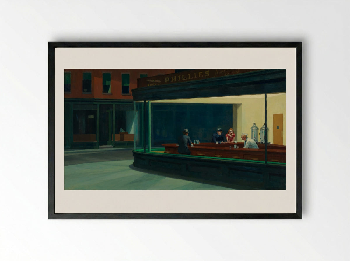 Nighthawks - Edward Hopper - Framed Print Black