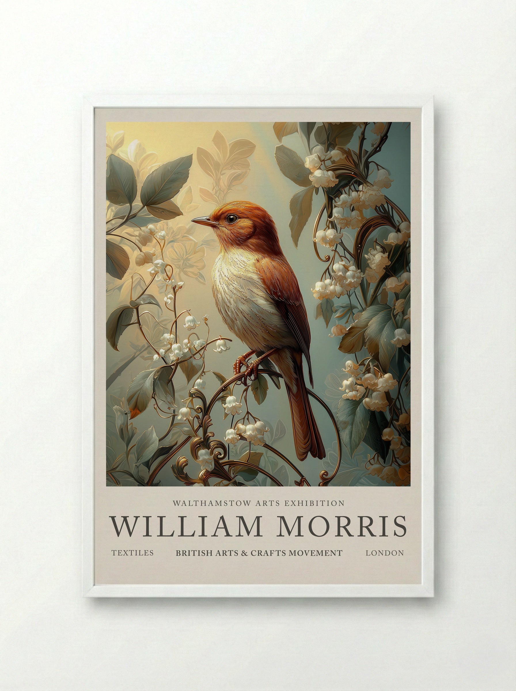 Nightingale Melody - William Morris - Framed Print White