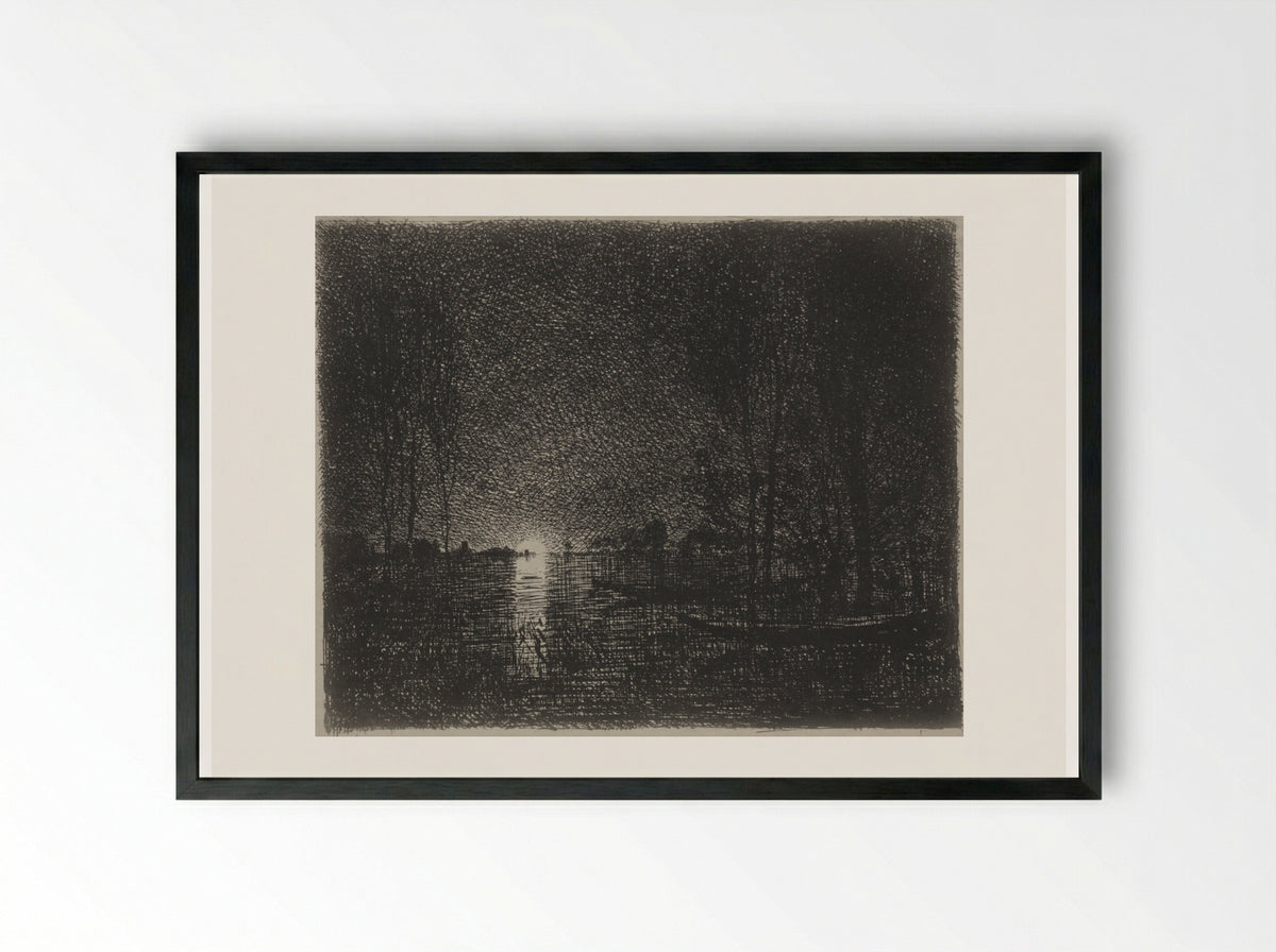 Nightpiece - Charles-François Daubigny - Framed Print Black