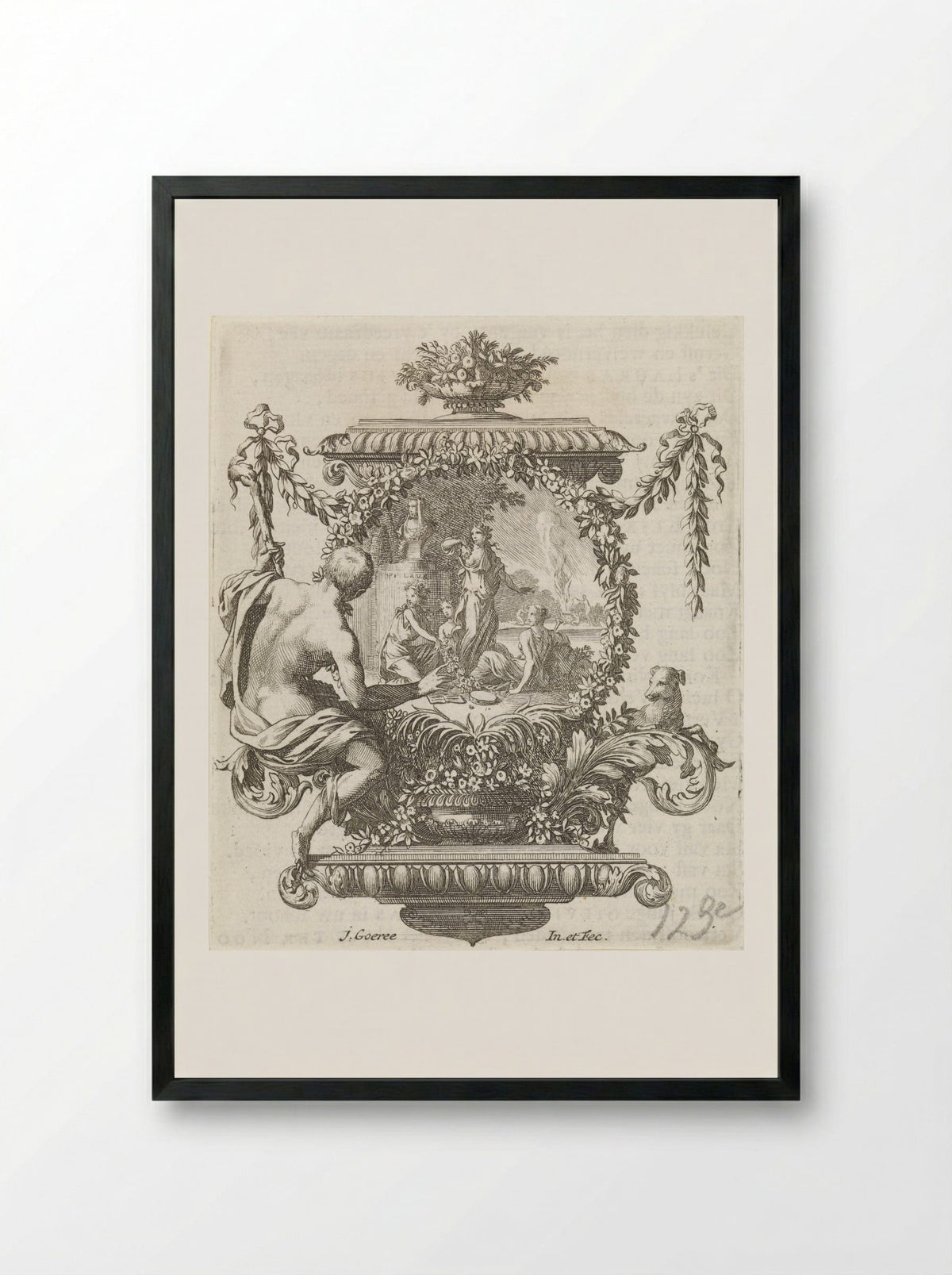 Nimfen aan de oever van een rivier - Jan Goeree - Framed Print Black