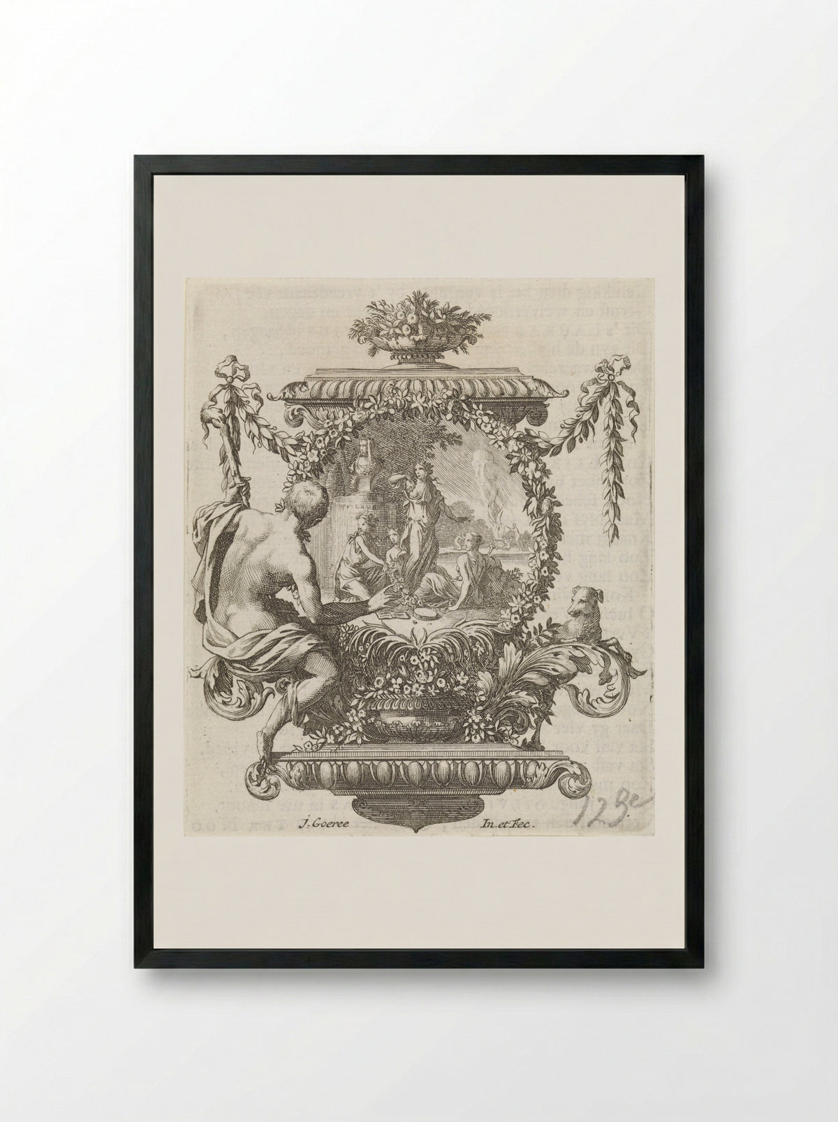 Nimfen aan de oever van een rivier - Jan Goeree - Framed Print Black