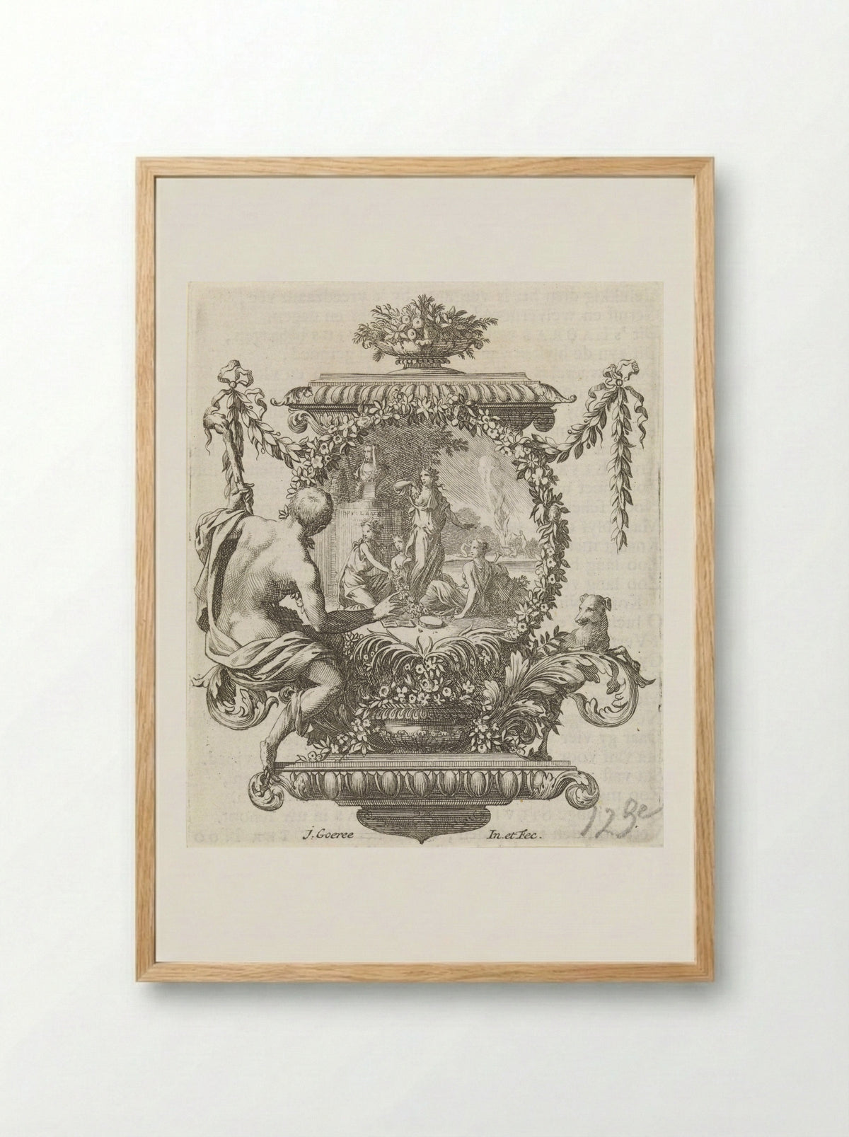 Nimfen aan de oever van een rivier - Jan Goeree - Framed Print Wood