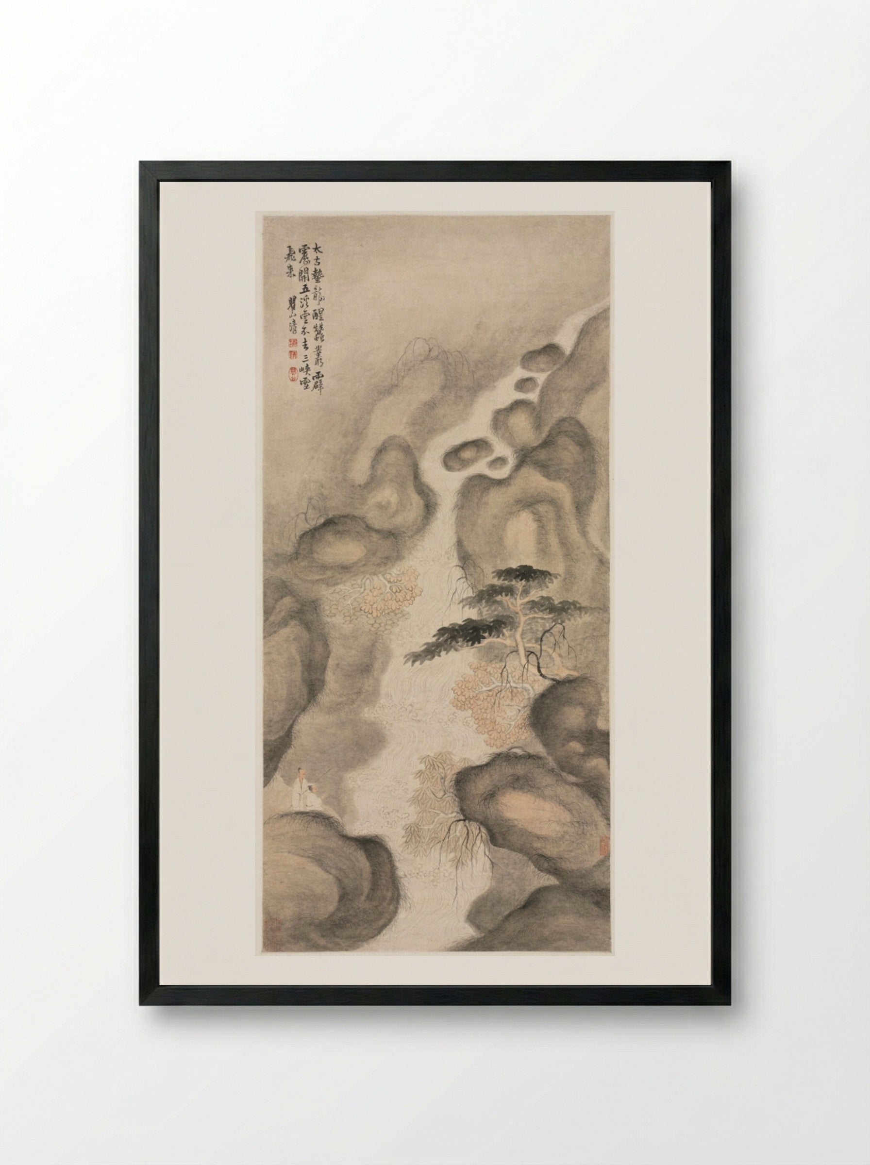 Nine Dragon Pool - Mei Qing - Framed Print Black