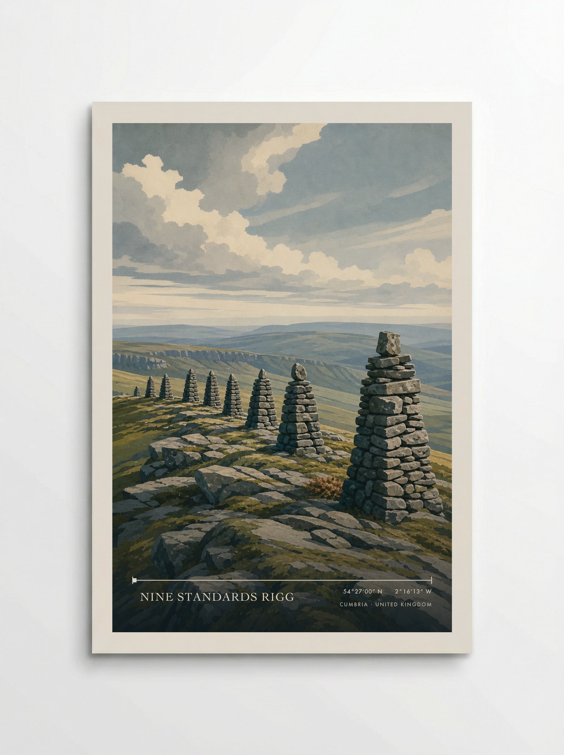 Nine Standards Rigg Cumbria United Kingdom Travel Poster - Poster