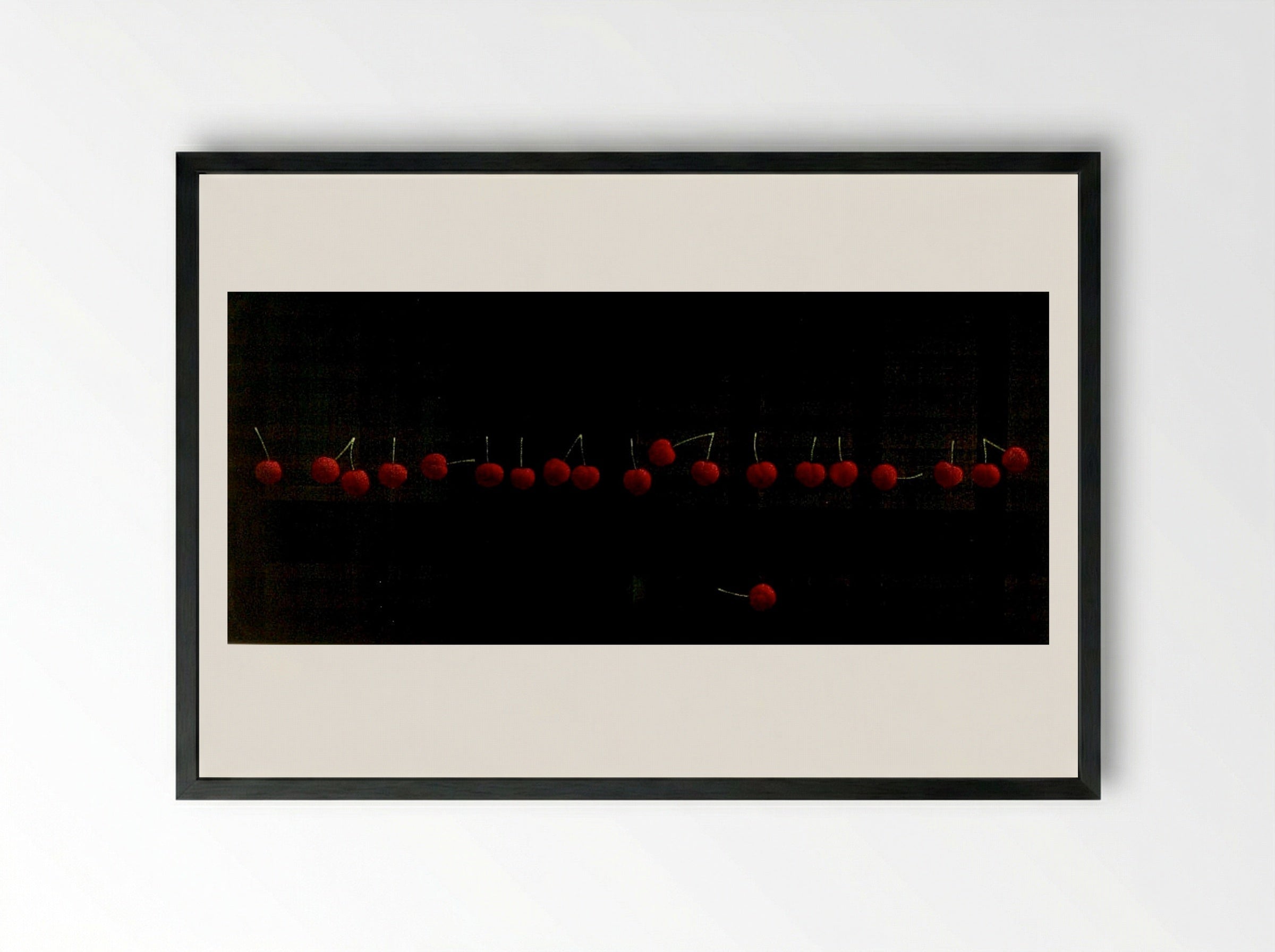 Nineteen Cherries and One - Yōzō Hamaguchi - Framed Print Black