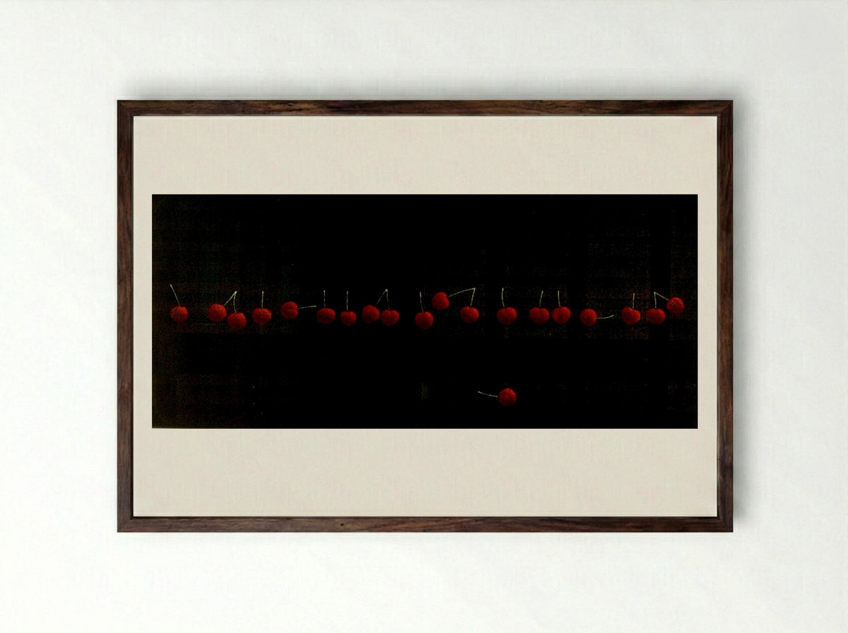Nineteen Cherries and One - Yōzō Hamaguchi - Framed Print Dark Wood