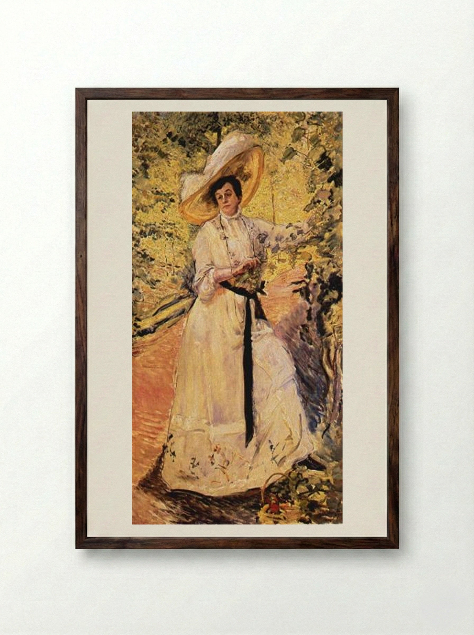 Nini on Trellising - Max Slevogt - Framed Print Dark Wood