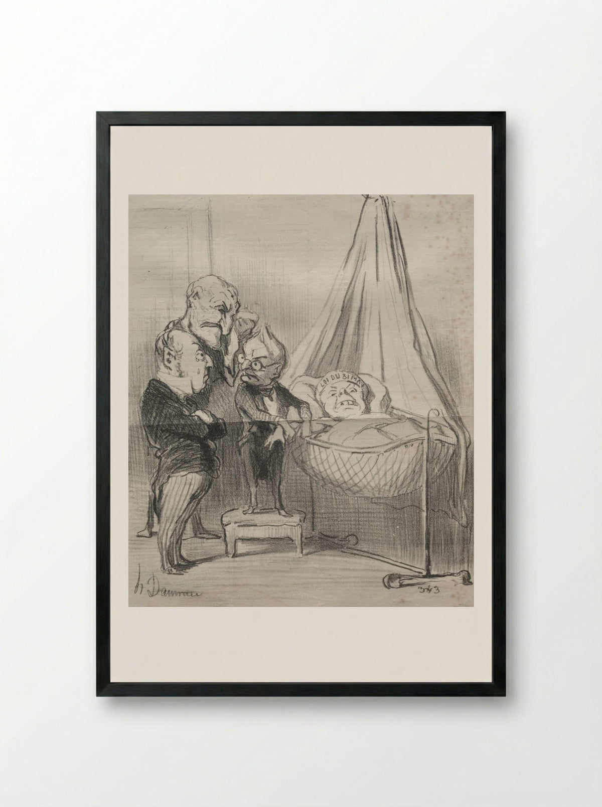 No doubt, she is very ill!... - Honoré Daumier - Framed Print Black