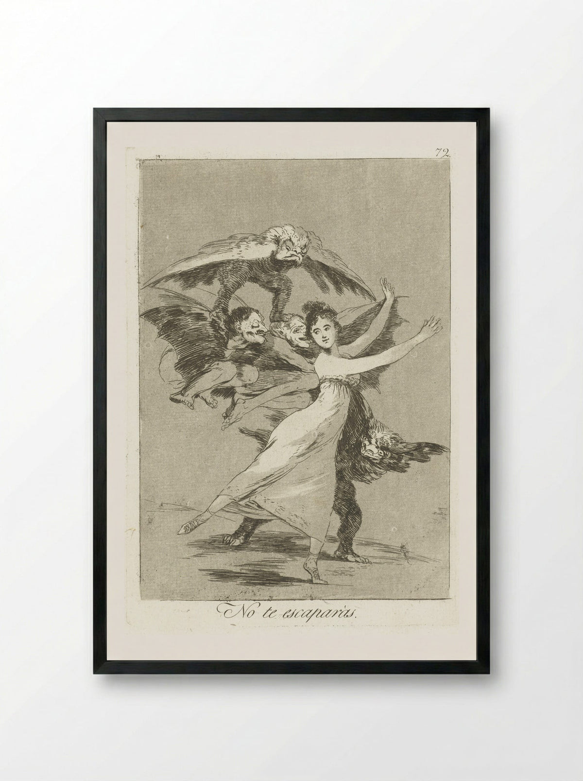 No te escaparás - Francisco de Goya - Framed Print Black