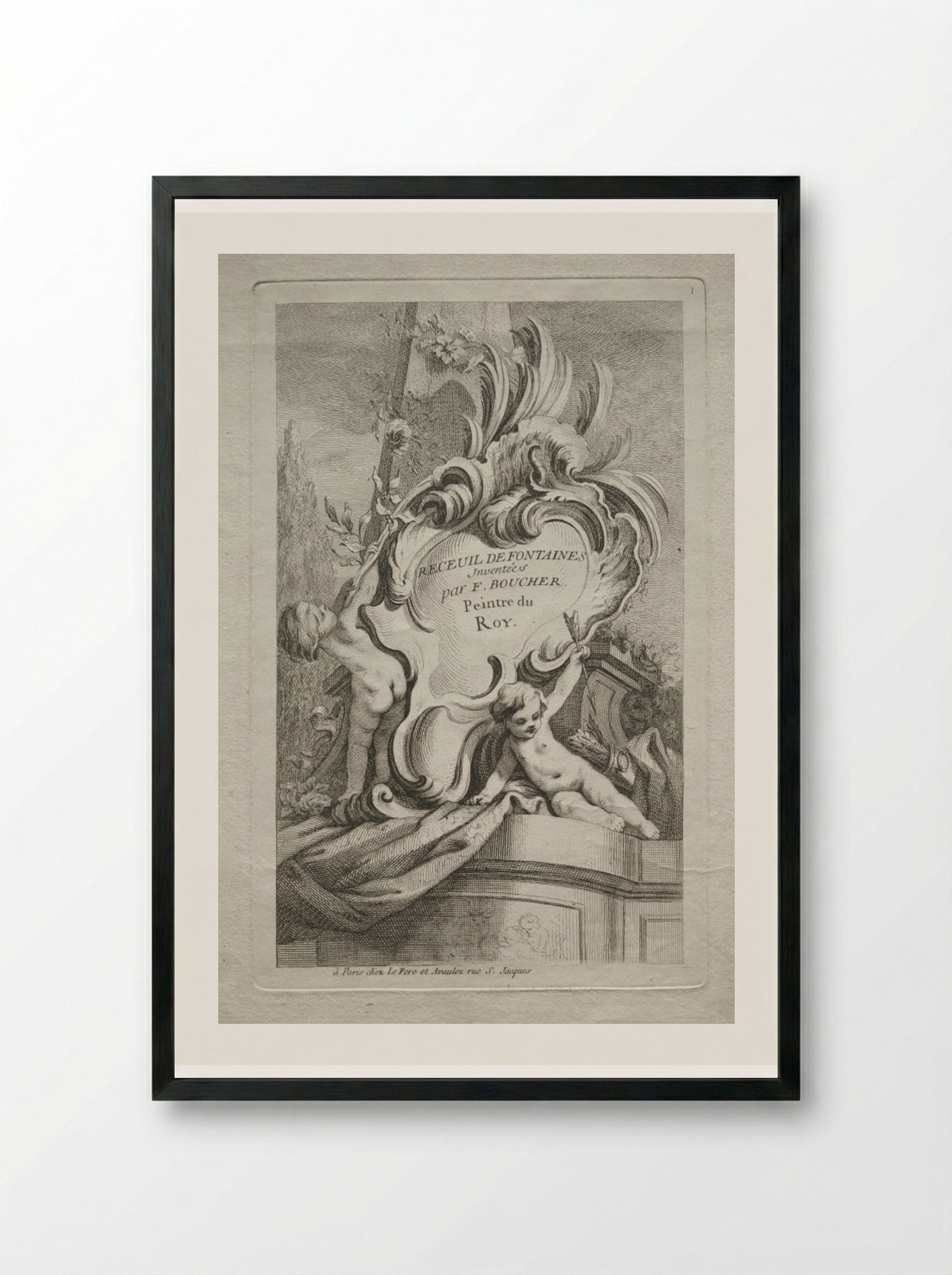 No. 1: Title Page (Recueil de Fontaines) - Gabriel Huquier - Framed Print Black