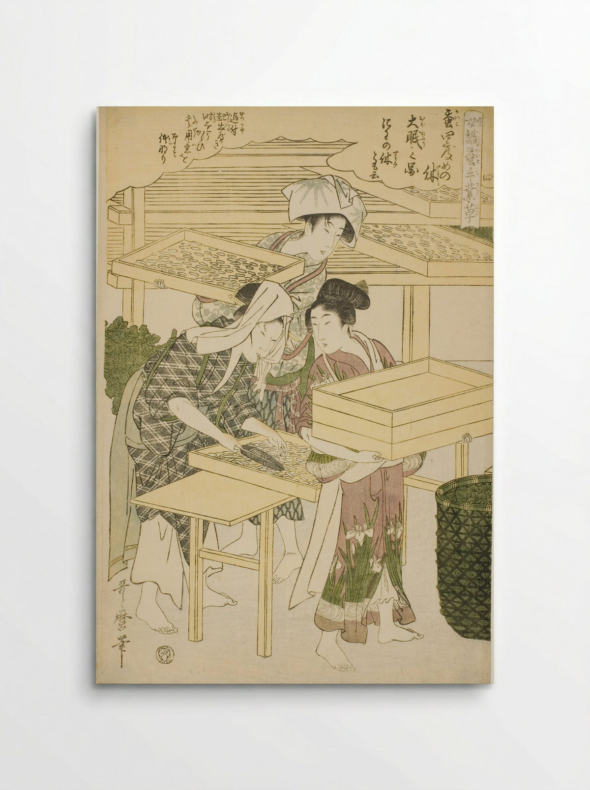 No. 4 (shi), from the series Women Engaged in the Sericulture Industry - Kitagawa Utamaro - Poster