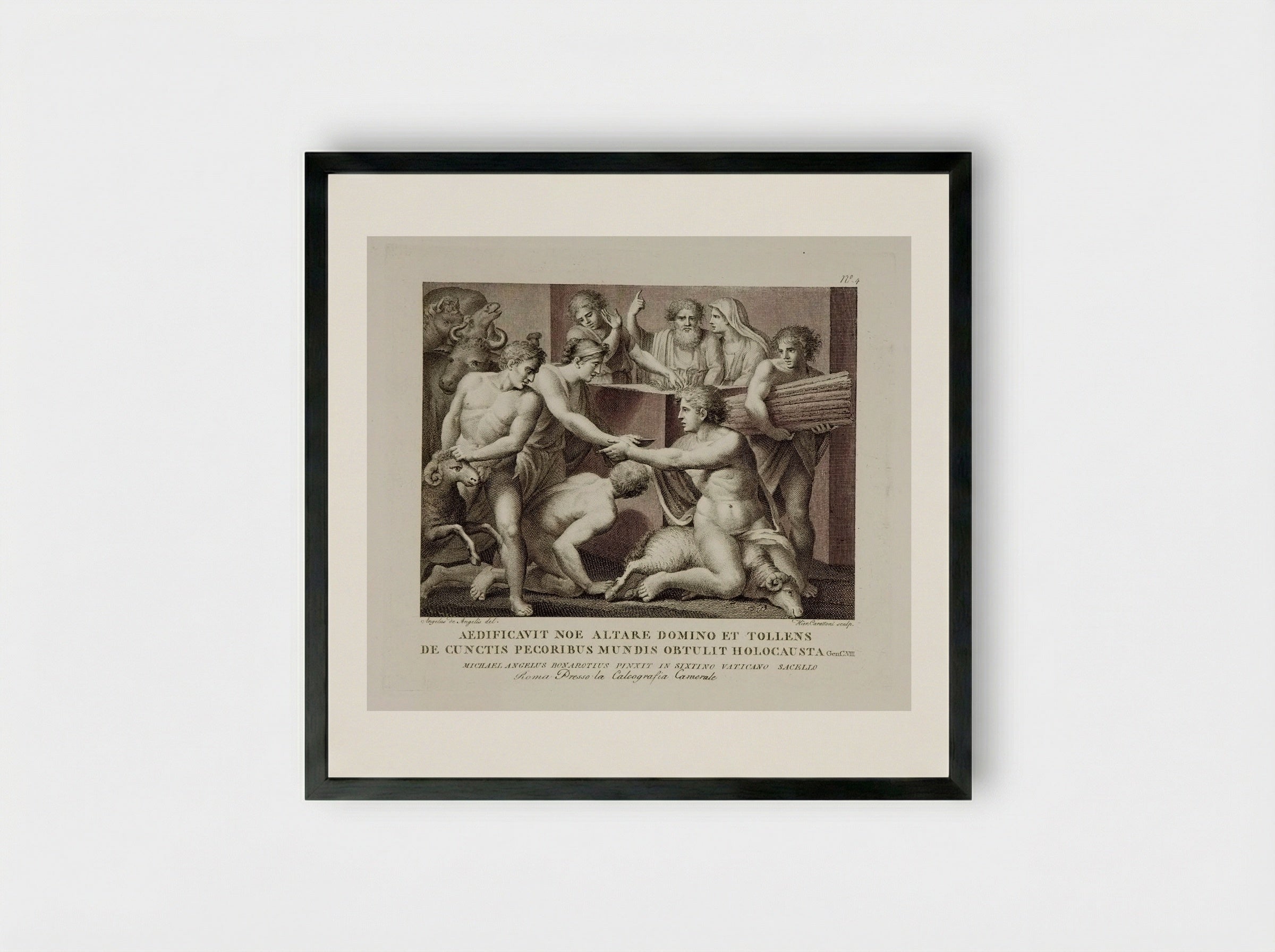 Noah's Sacrifice - Domenico Cunego - Framed Print Black