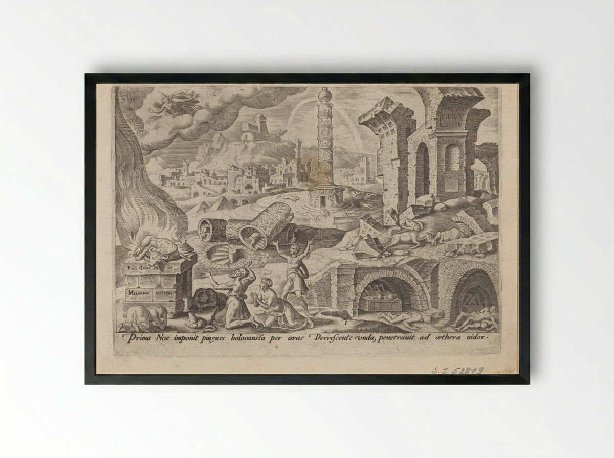 Noah's Sacrifice - Philips Galle - Framed Print Black