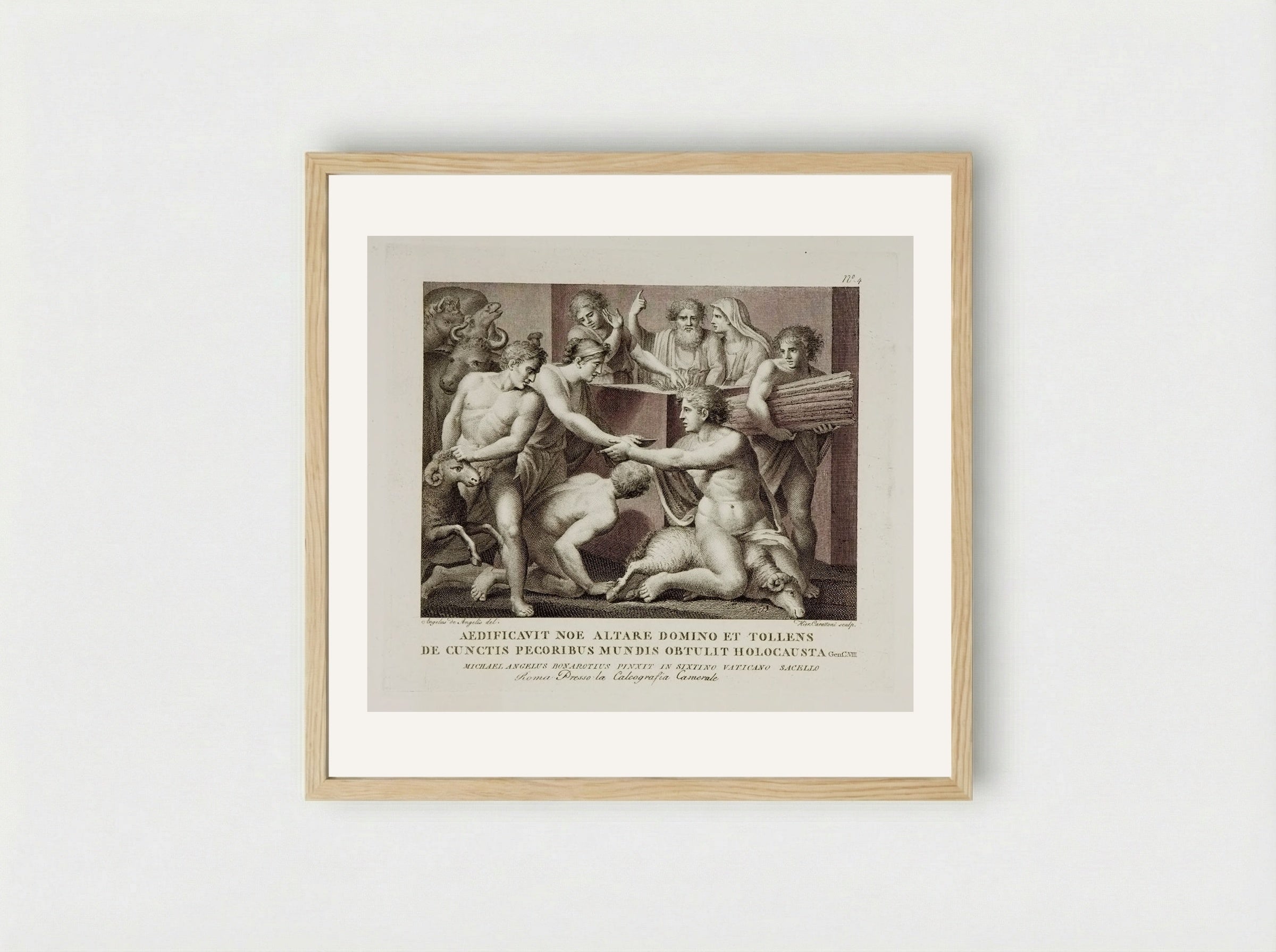 Noah's Sacrifice - Domenico Cunego - Framed Print Wood