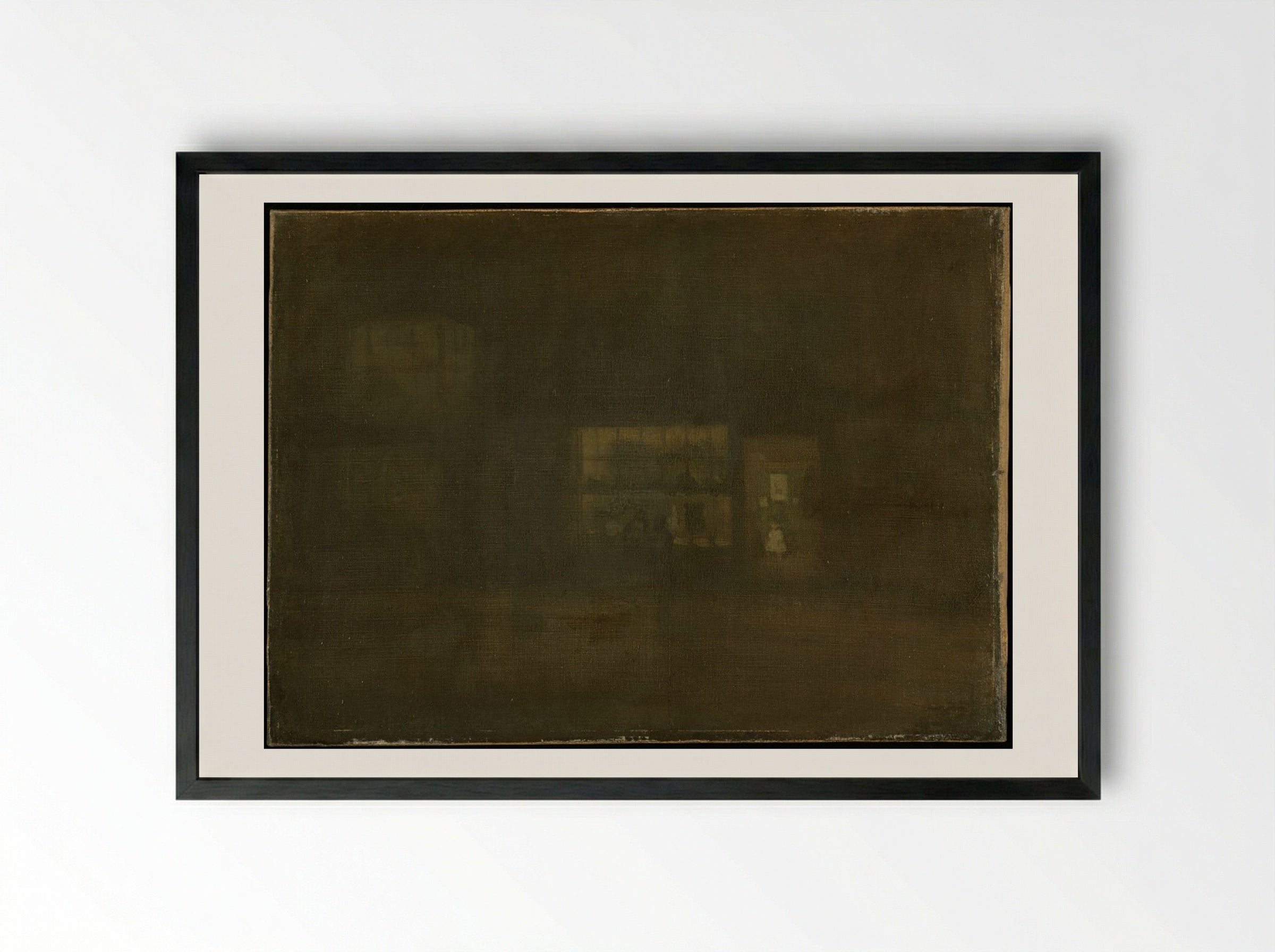Nocturne in Black and Gold: Rag Shop, Chelsea - James Abbott McNeill Whistler - Framed Print Black