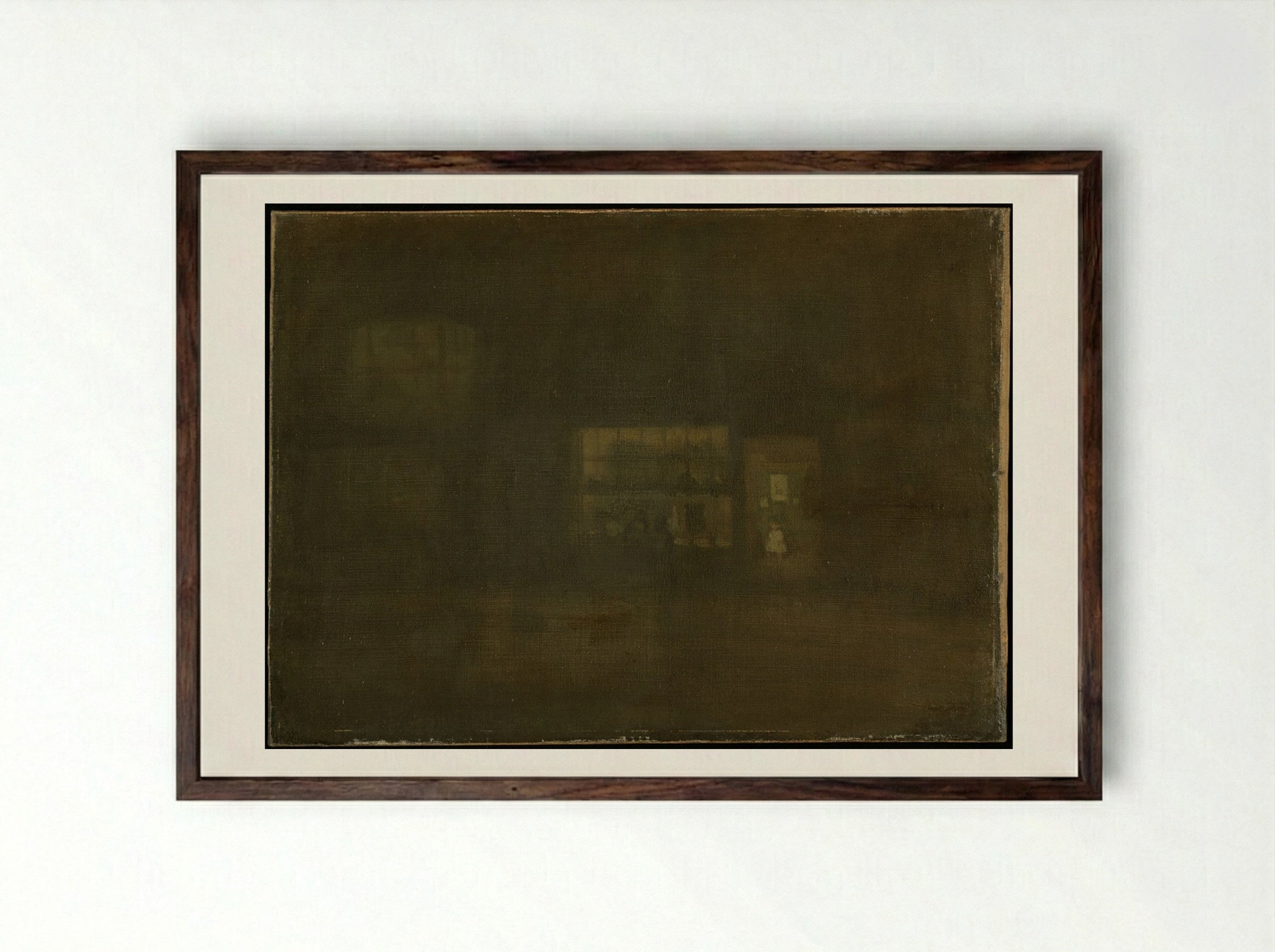 Nocturne in Black and Gold: Rag Shop, Chelsea - James Abbott McNeill Whistler - Framed Print Dark Wood