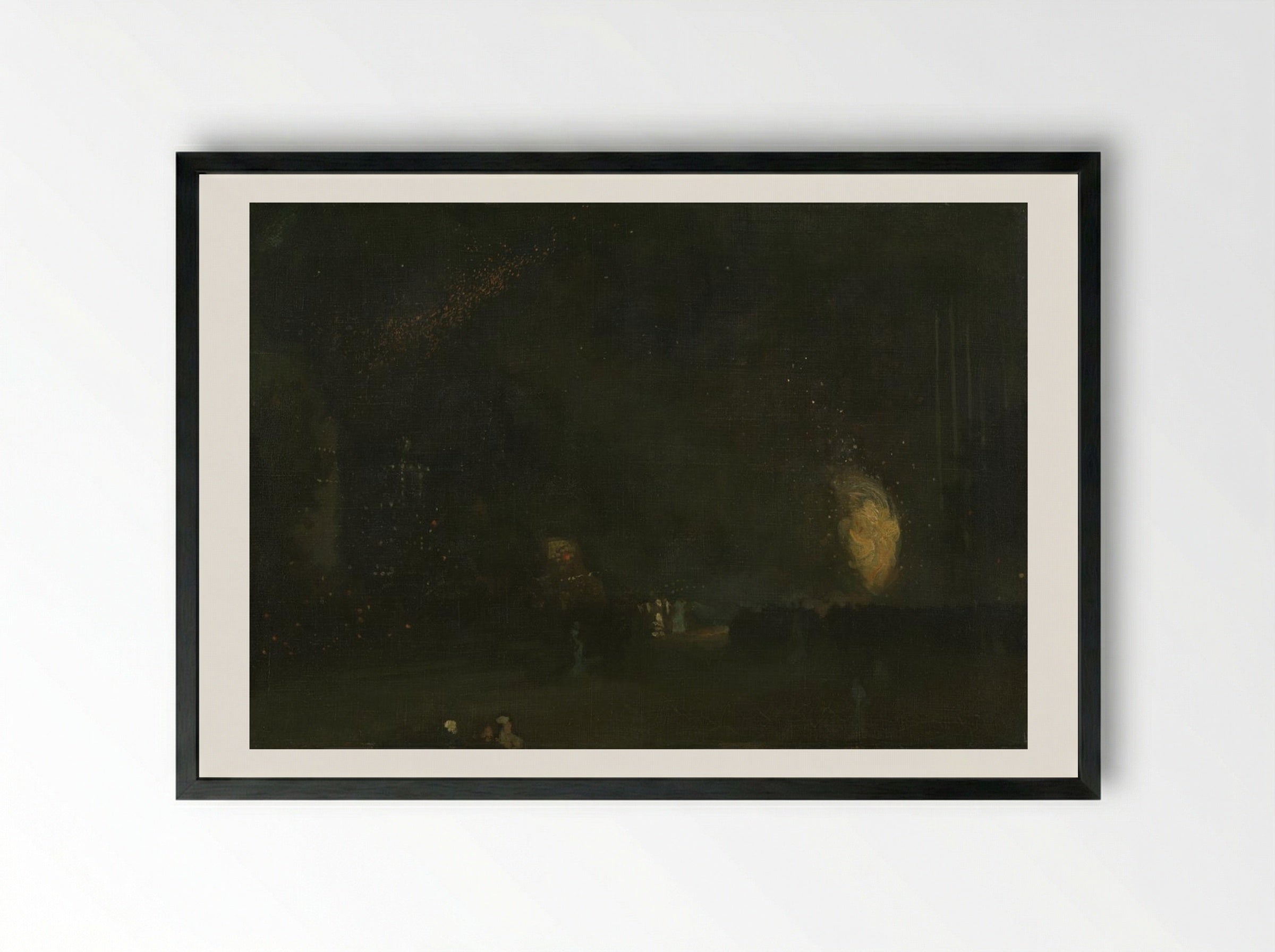 Nocturne in Black and Gold: The Falling Rocket - James McNeill Whistler - Framed Print Black