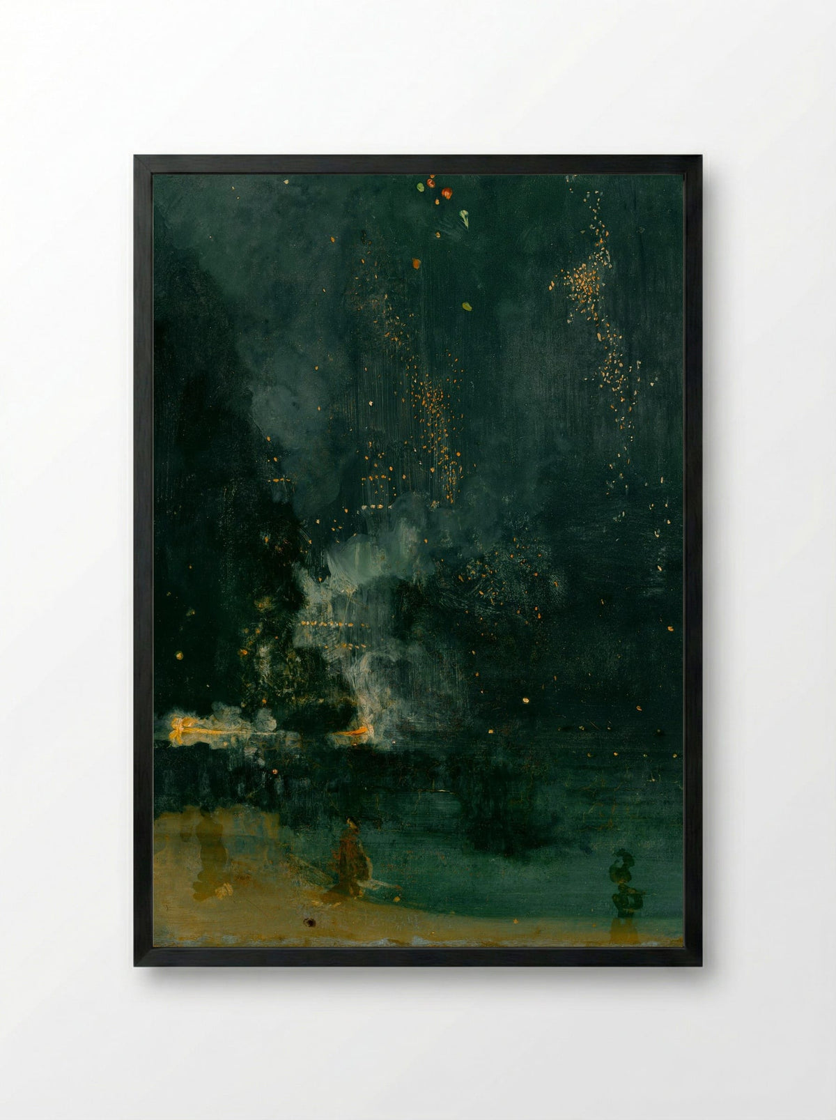 Nocturne in Black and Gold: The Falling Rocket - James McNeill Whistler - Framed Print Black