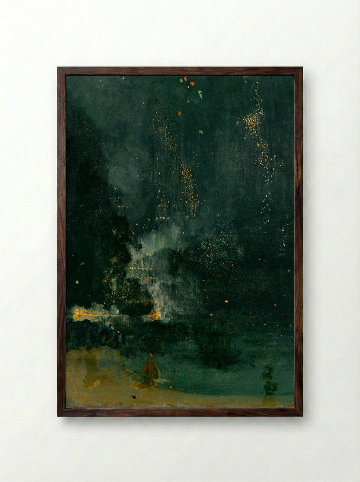 Nocturne in Black and Gold: The Falling Rocket - James McNeill Whistler - Framed Print Dark Wood