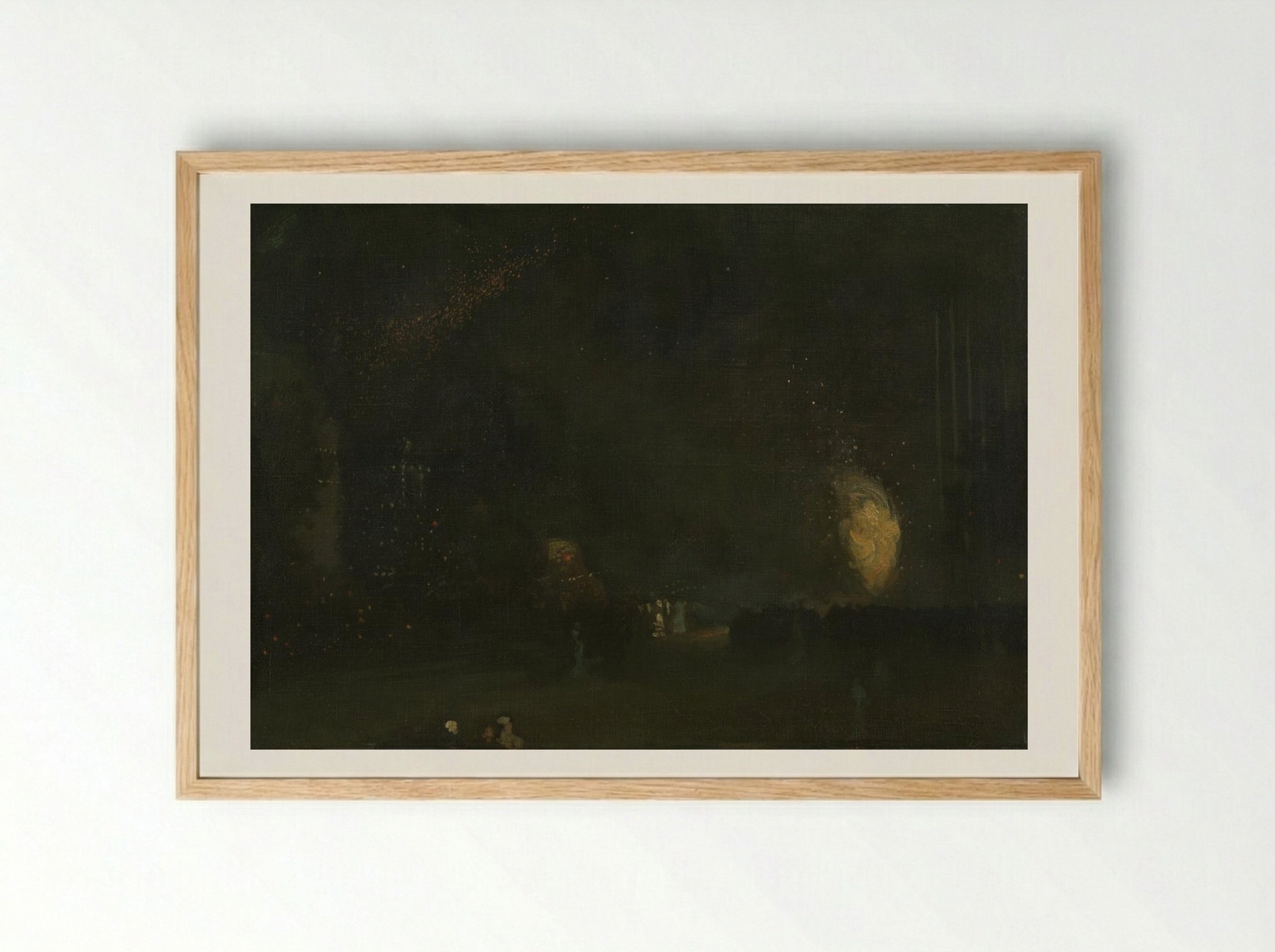 Nocturne in Black and Gold: The Falling Rocket - James McNeill Whistler - Framed Print Wood