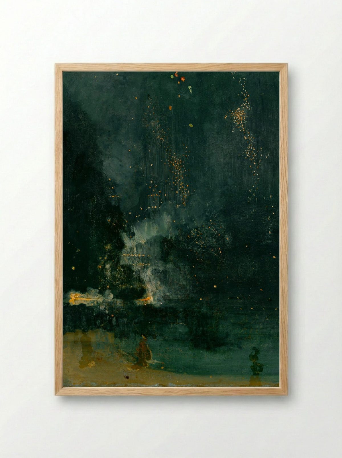 Nocturne in Black and Gold: The Falling Rocket - James McNeill Whistler - Framed Print Wood