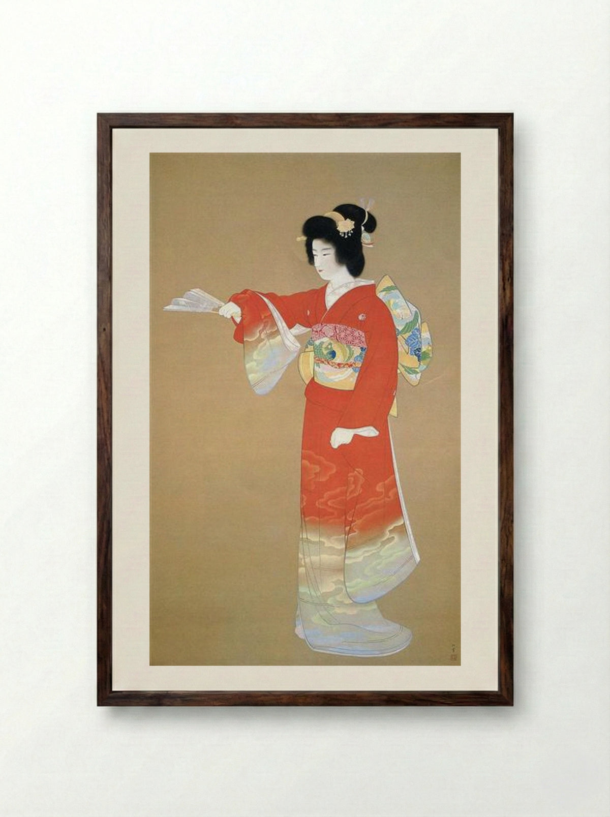 Noh Dance Prelude - Uemura Shoen - Framed Print Dark Wood