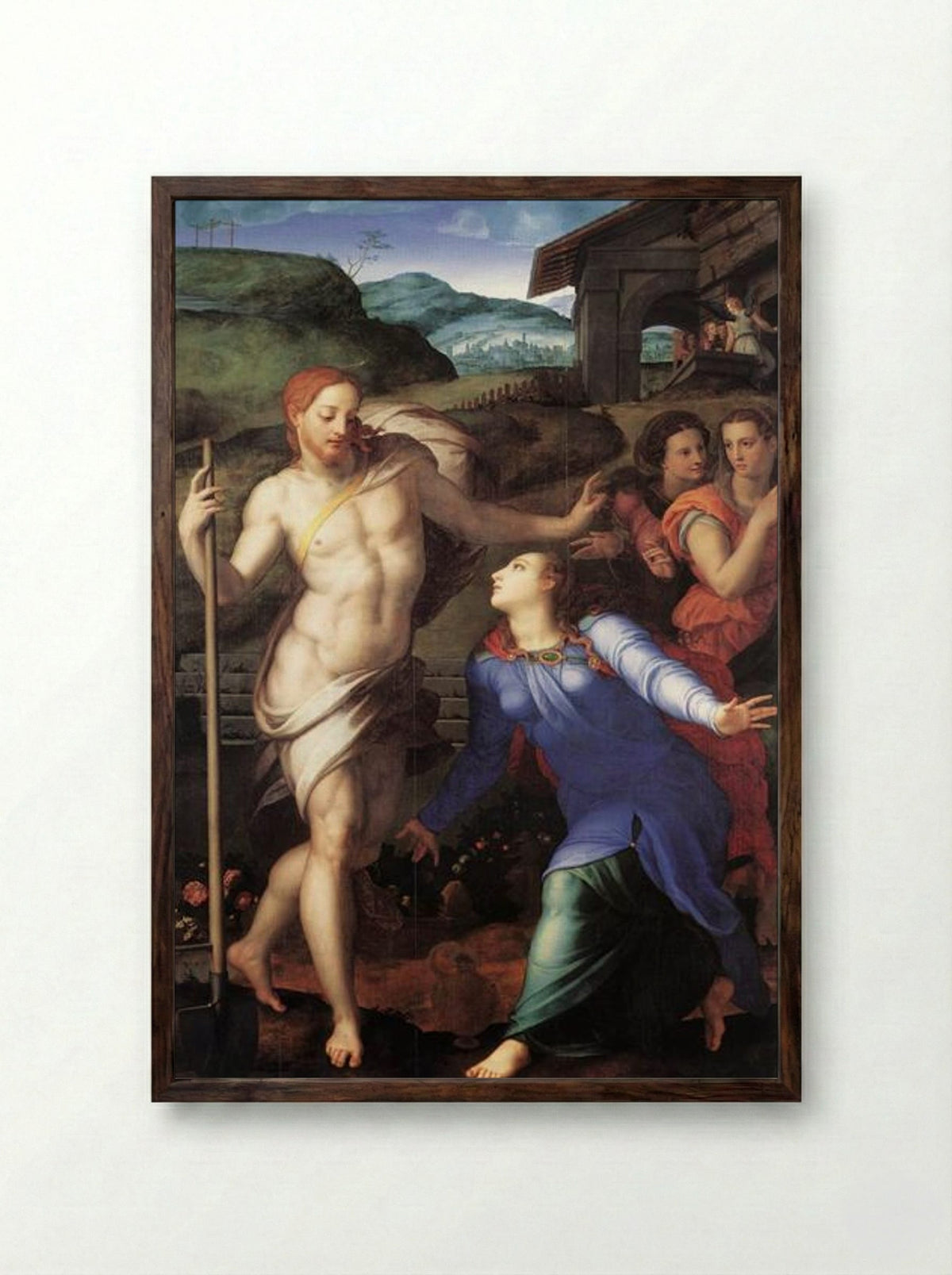 Noli me tangere - Agnolo Bronzino - Framed Print Dark Wood