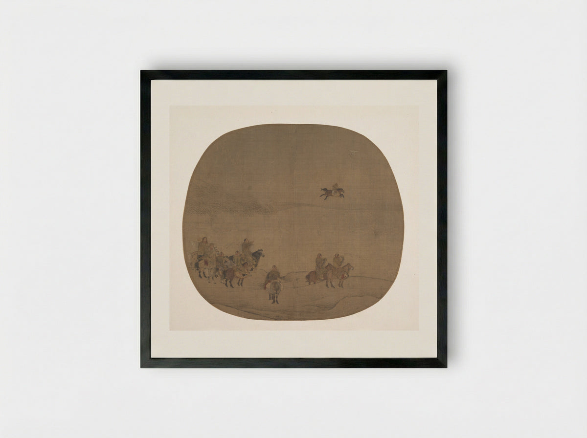 Nomads Hunting with Falcons - Chen Juzhong - Framed Print Black