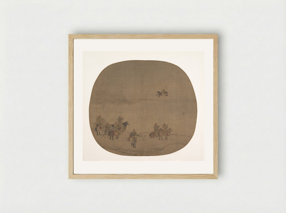 Nomads Hunting with Falcons - Chen Juzhong - Framed Print Wood