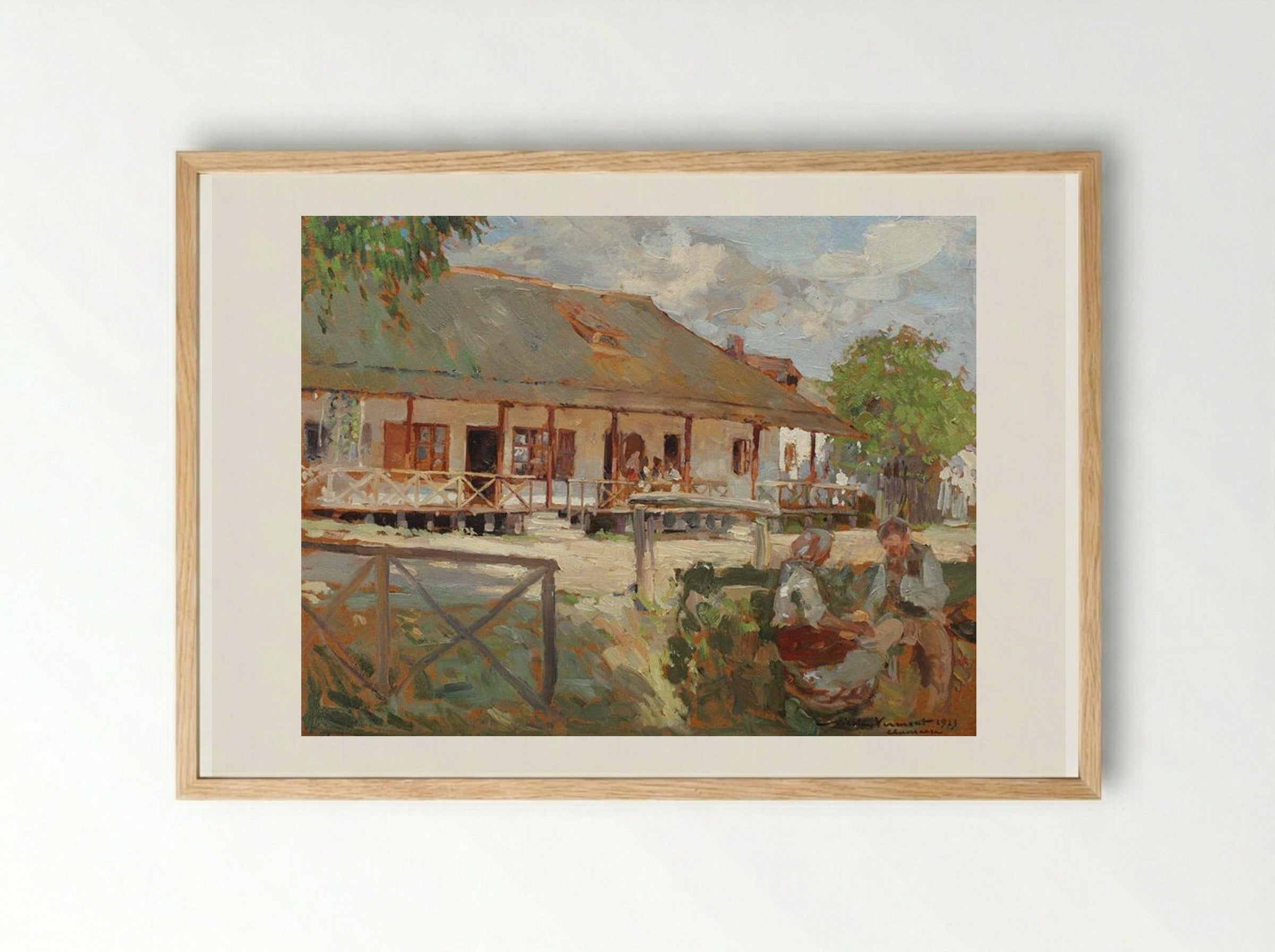 Noon in the Village - Nicolae Vermont - Framed Print Wood
