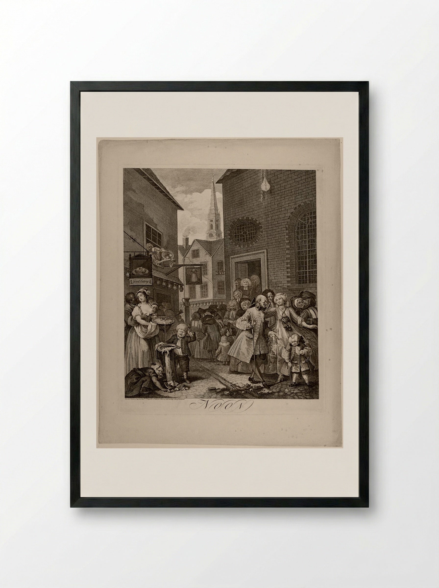 Noon - William Hogarth - Framed Print Black