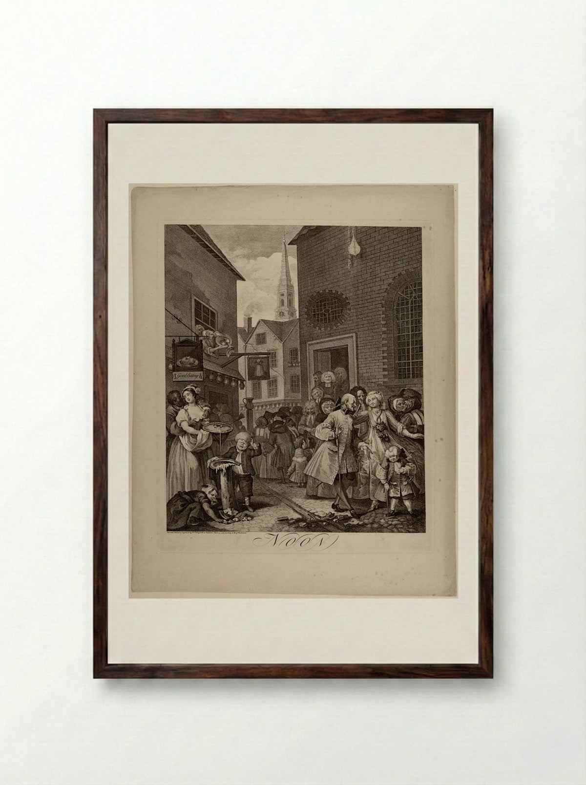 Noon - William Hogarth - Framed Print Dark Wood