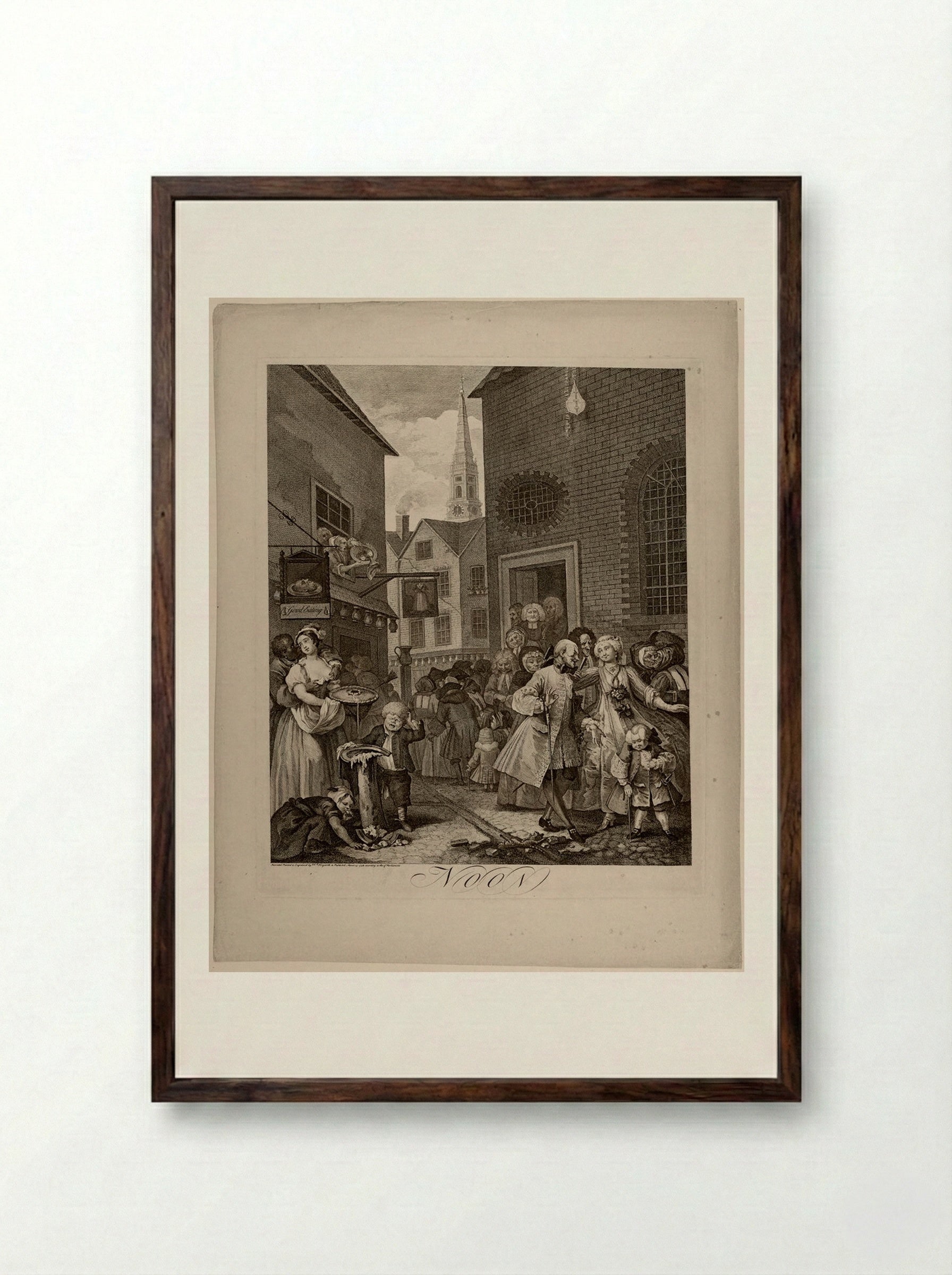 Noon - William Hogarth - Framed Print Dark Wood