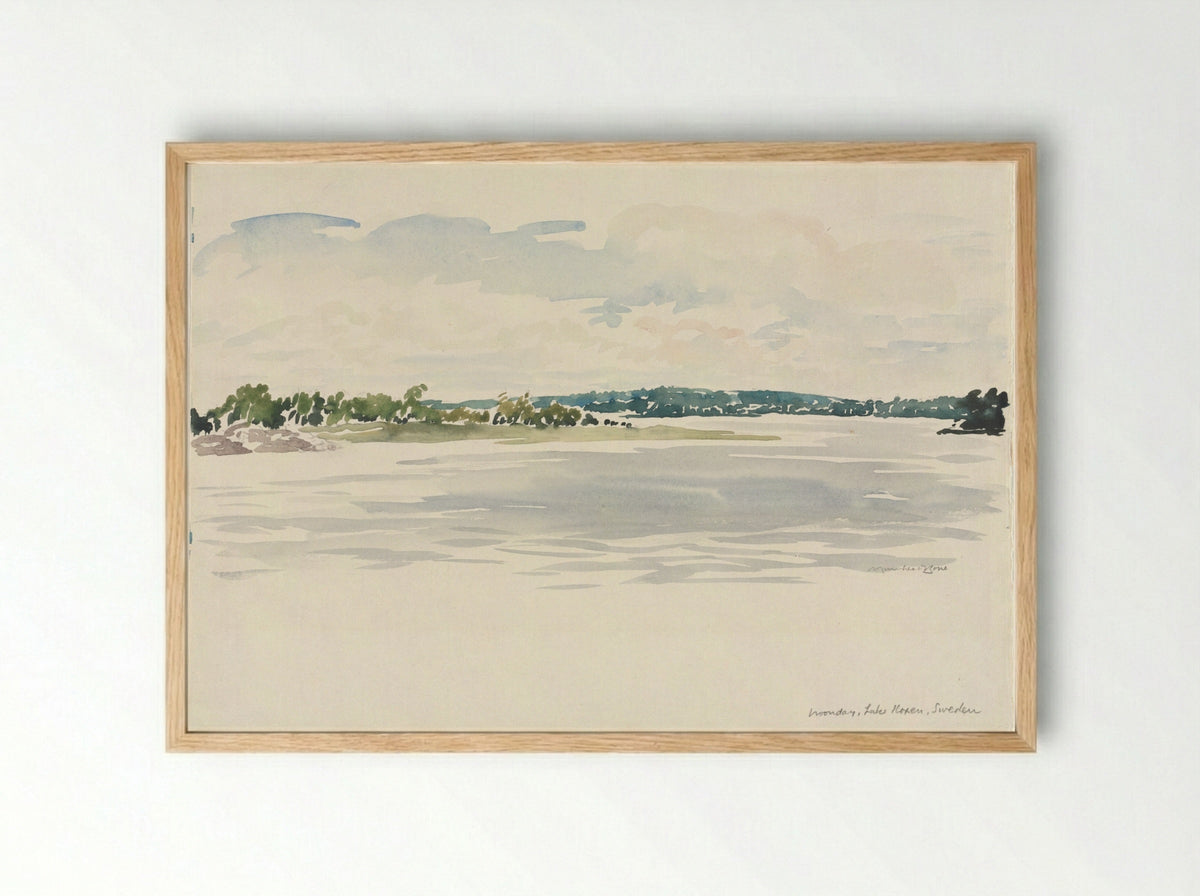 Noonday, Lake Noxen, Sweden - Muirhead Bone - Framed Print Wood