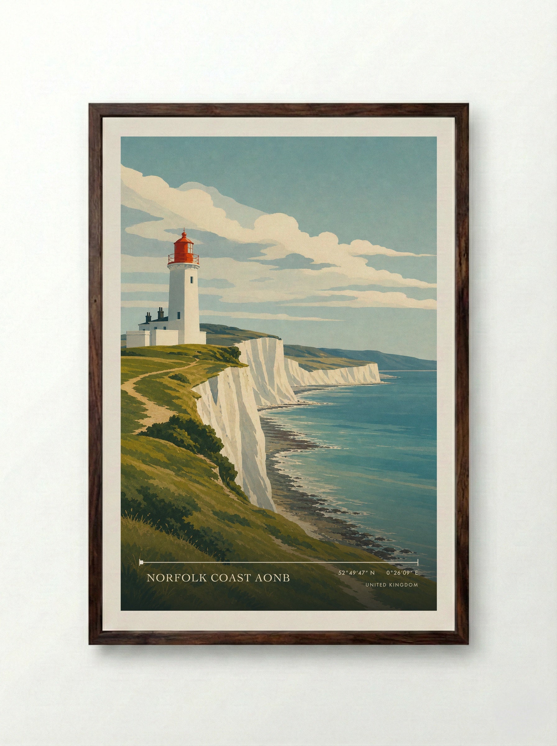 Norfolk Coast AONB United Kingdom Travel Poster - Framed Print Dark Wood