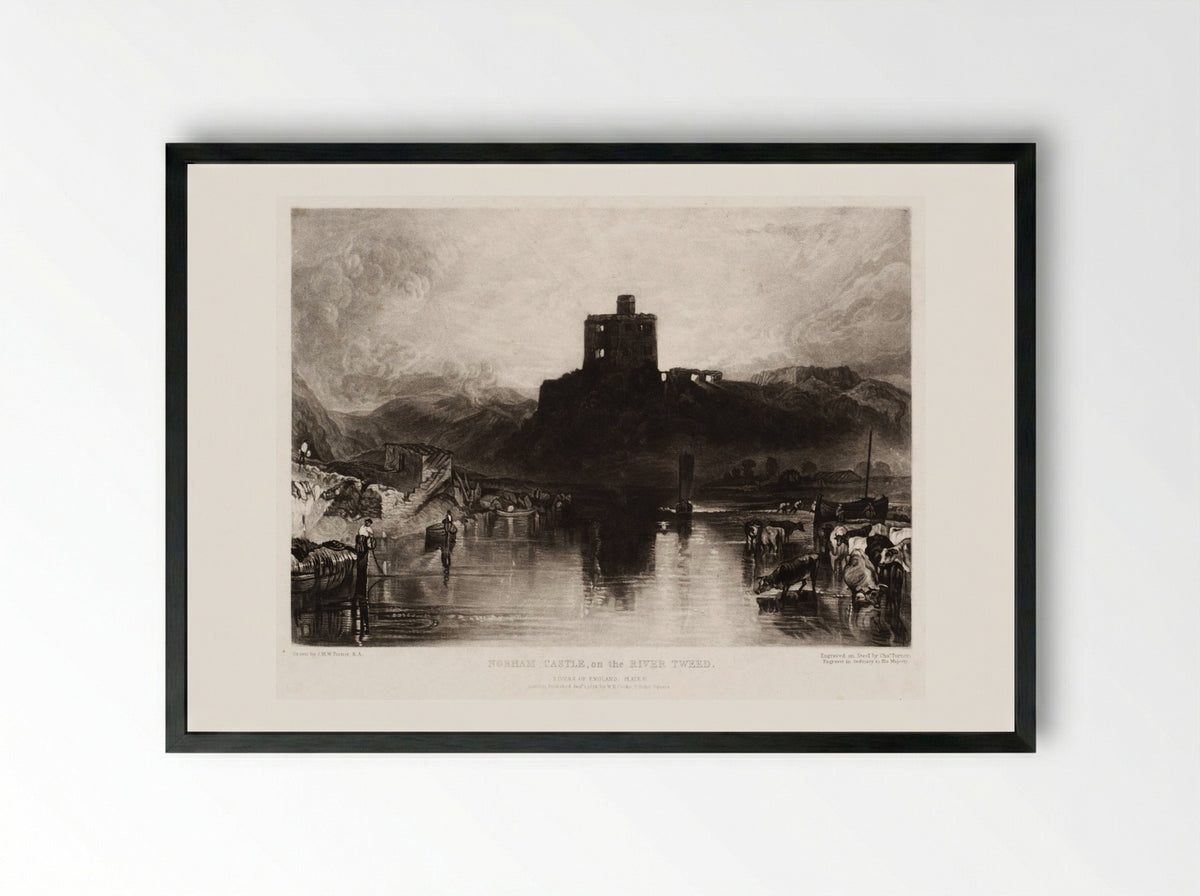 Norham Castle, on the River Tweed - J.M.W. Turner - Framed Print Black