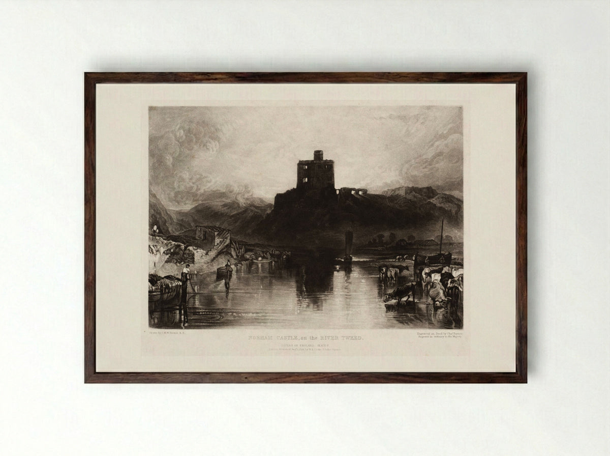 Norham Castle, on the River Tweed - J.M.W. Turner - Framed Print Dark Wood