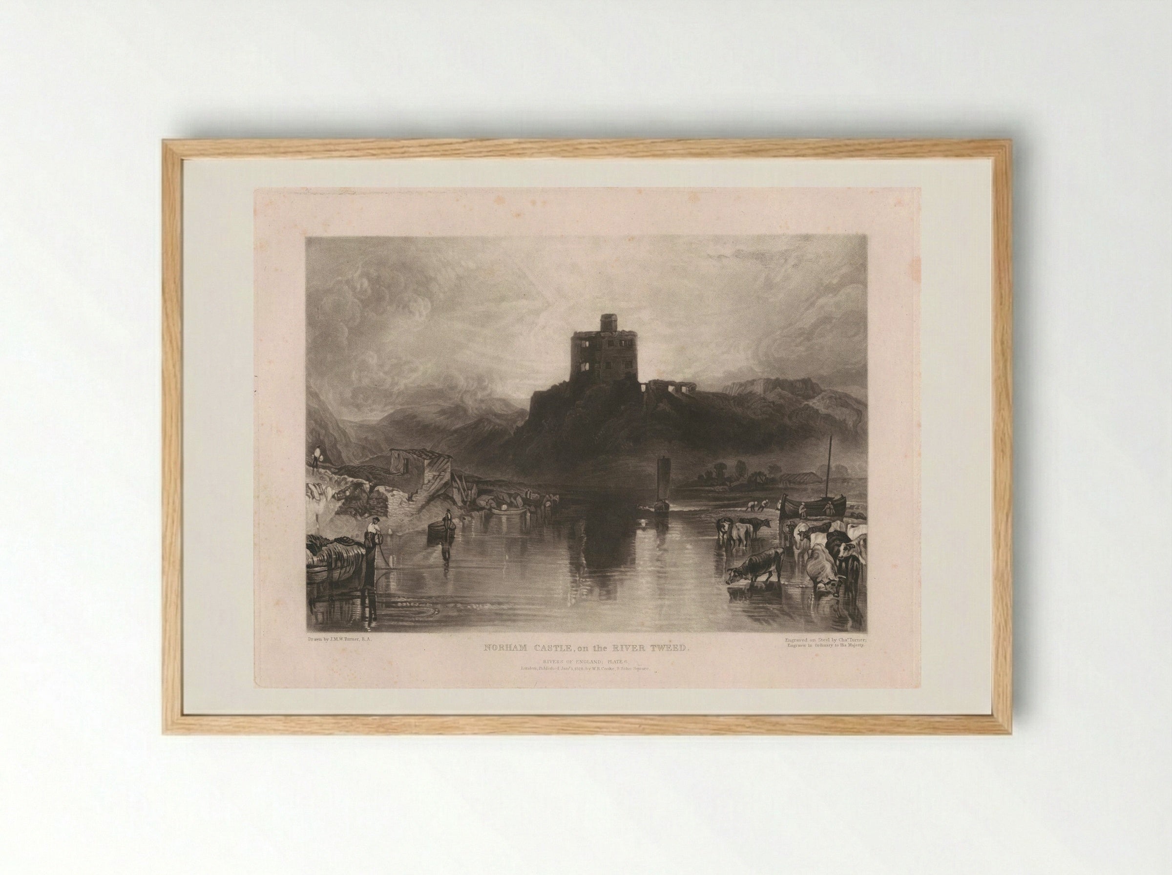 Norham Castle on the River Tweed - Charles Turner - Framed Print Wood